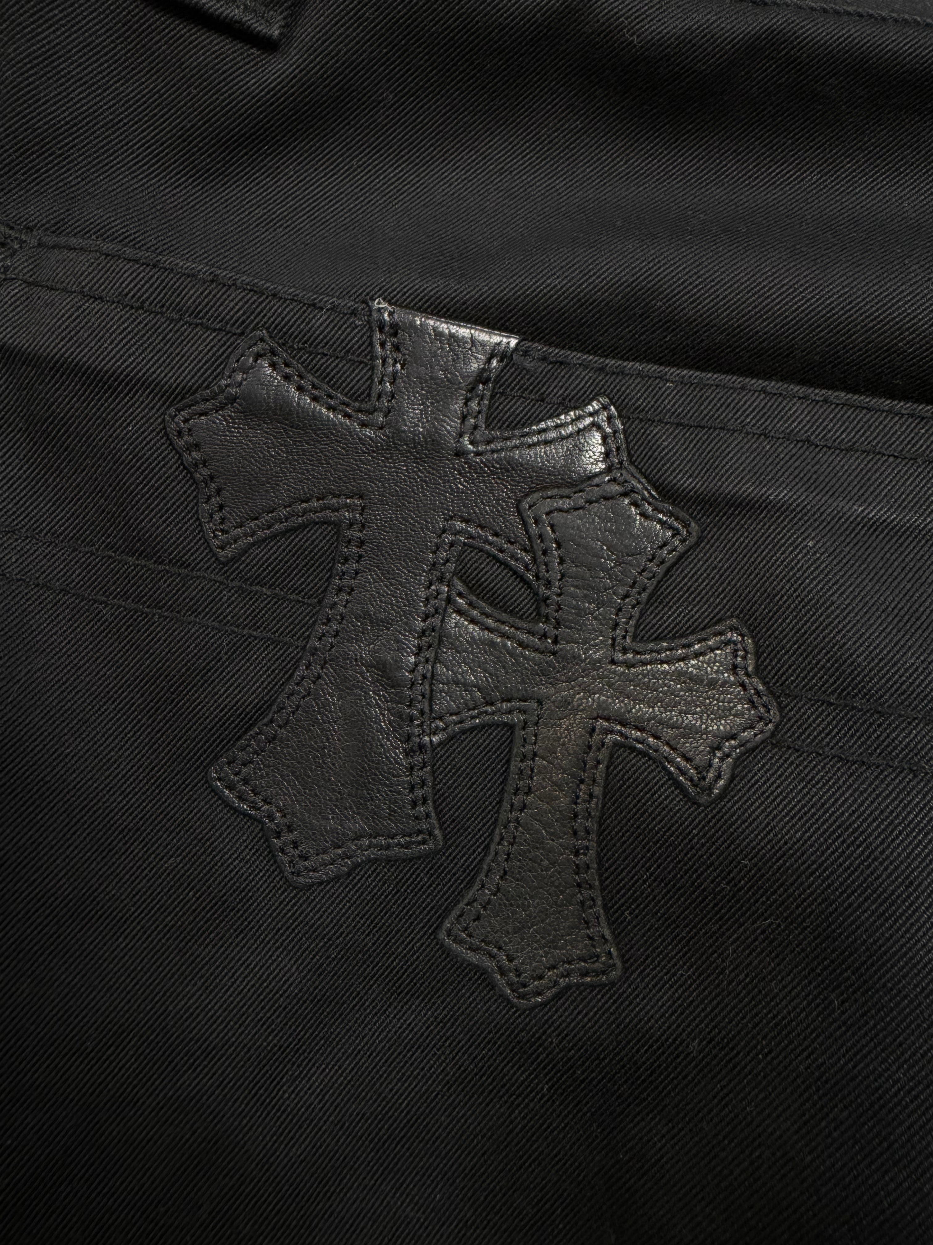 Chrome Hearts Black Double Knee Cheetah Jeans