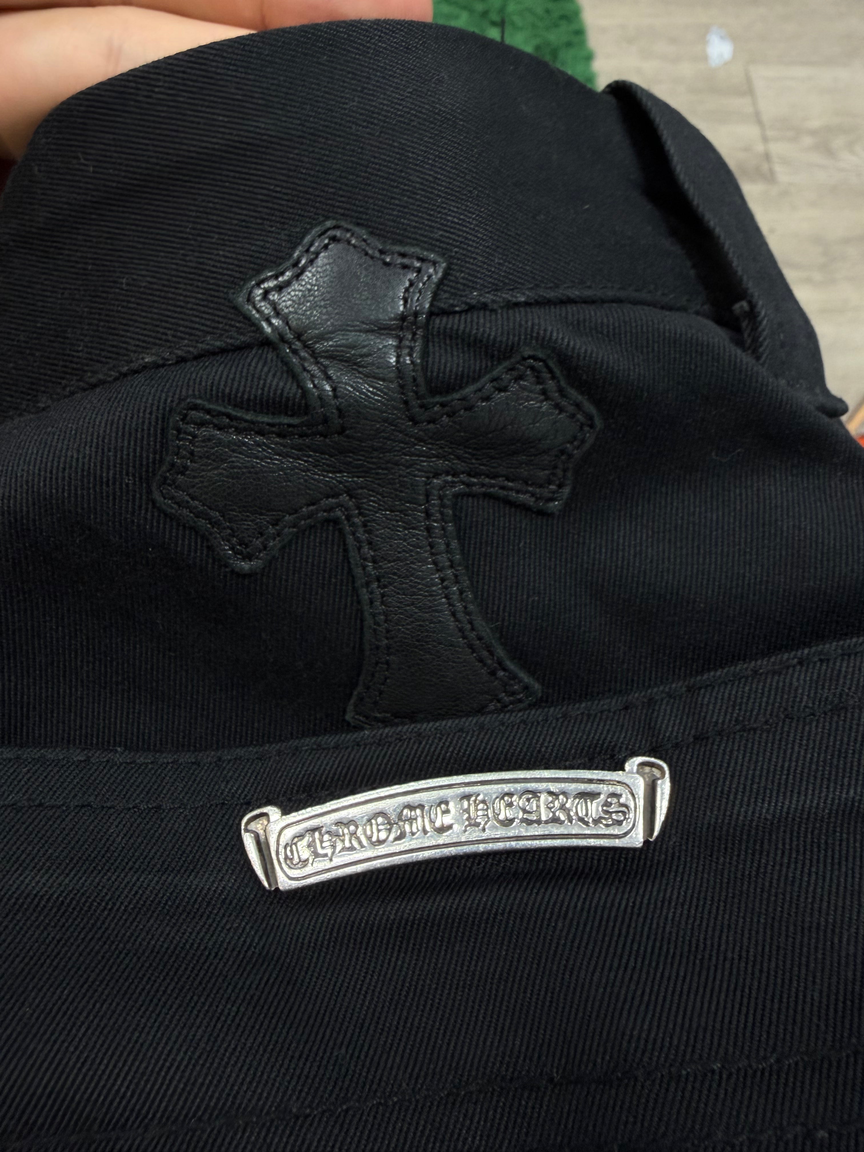 Chrome Hearts Black Double Knee Cheetah Jeans