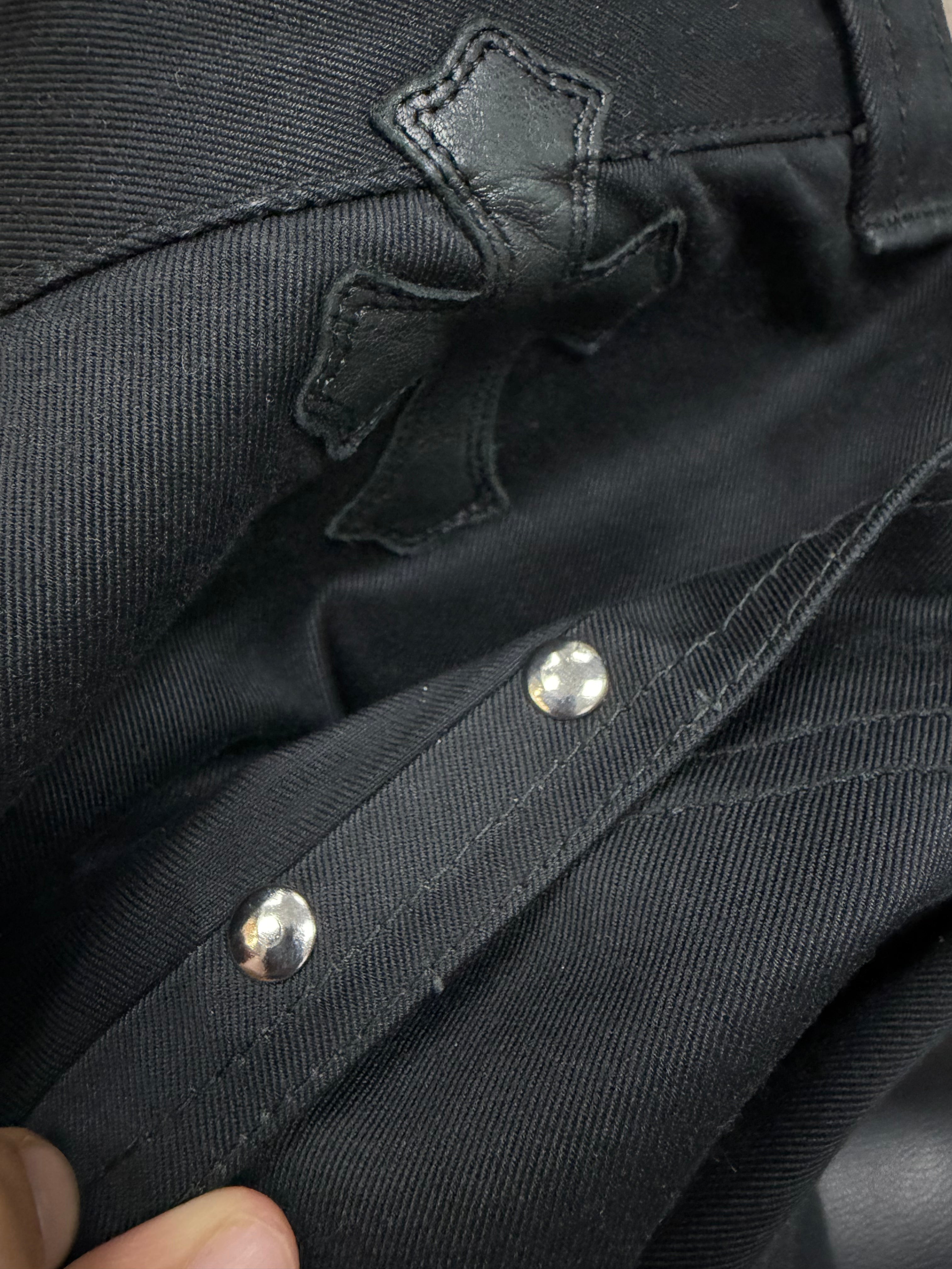 Chrome Hearts Black Double Knee Cheetah Jeans