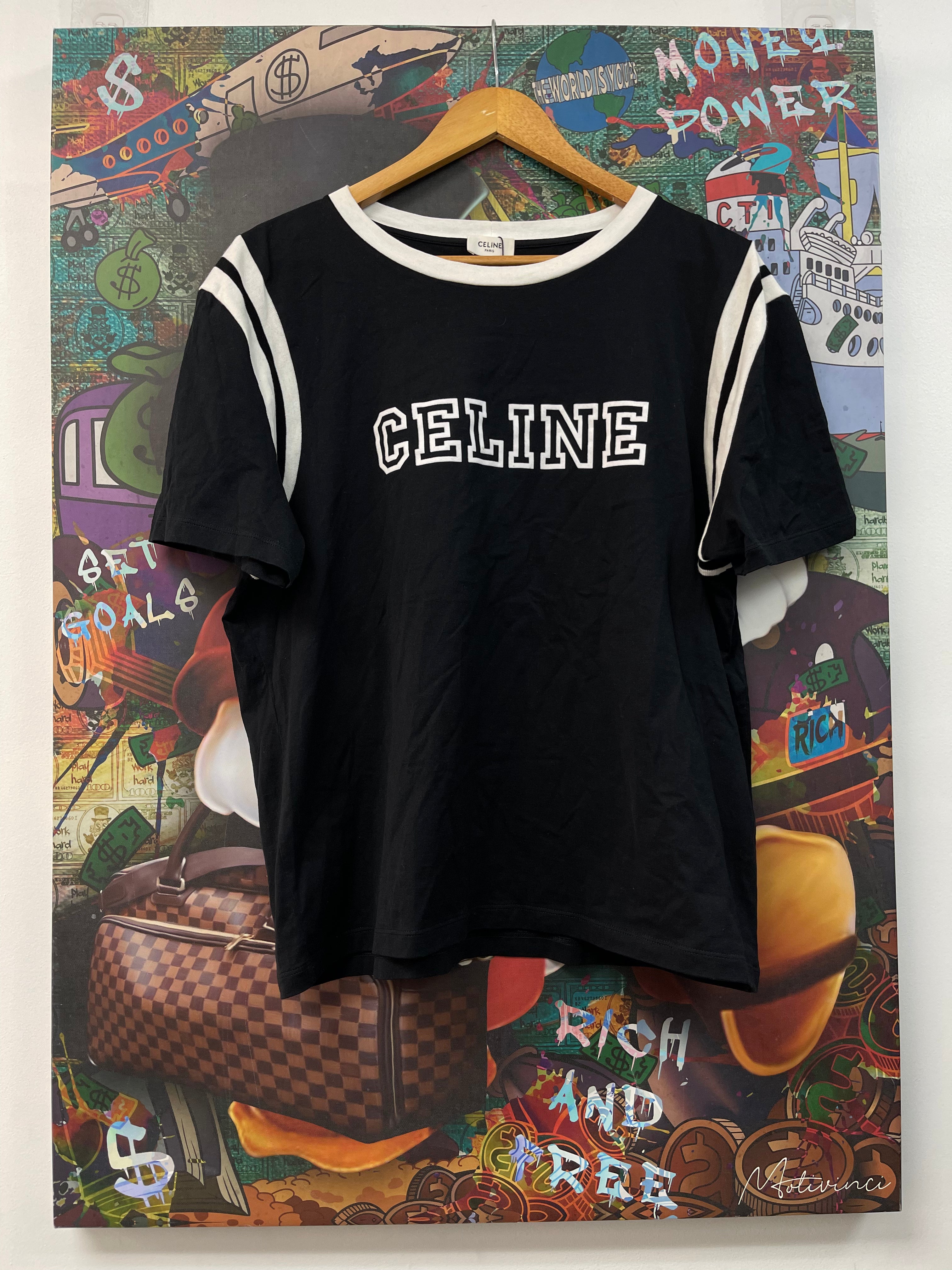 Celine Black White Women's Baseball Tee