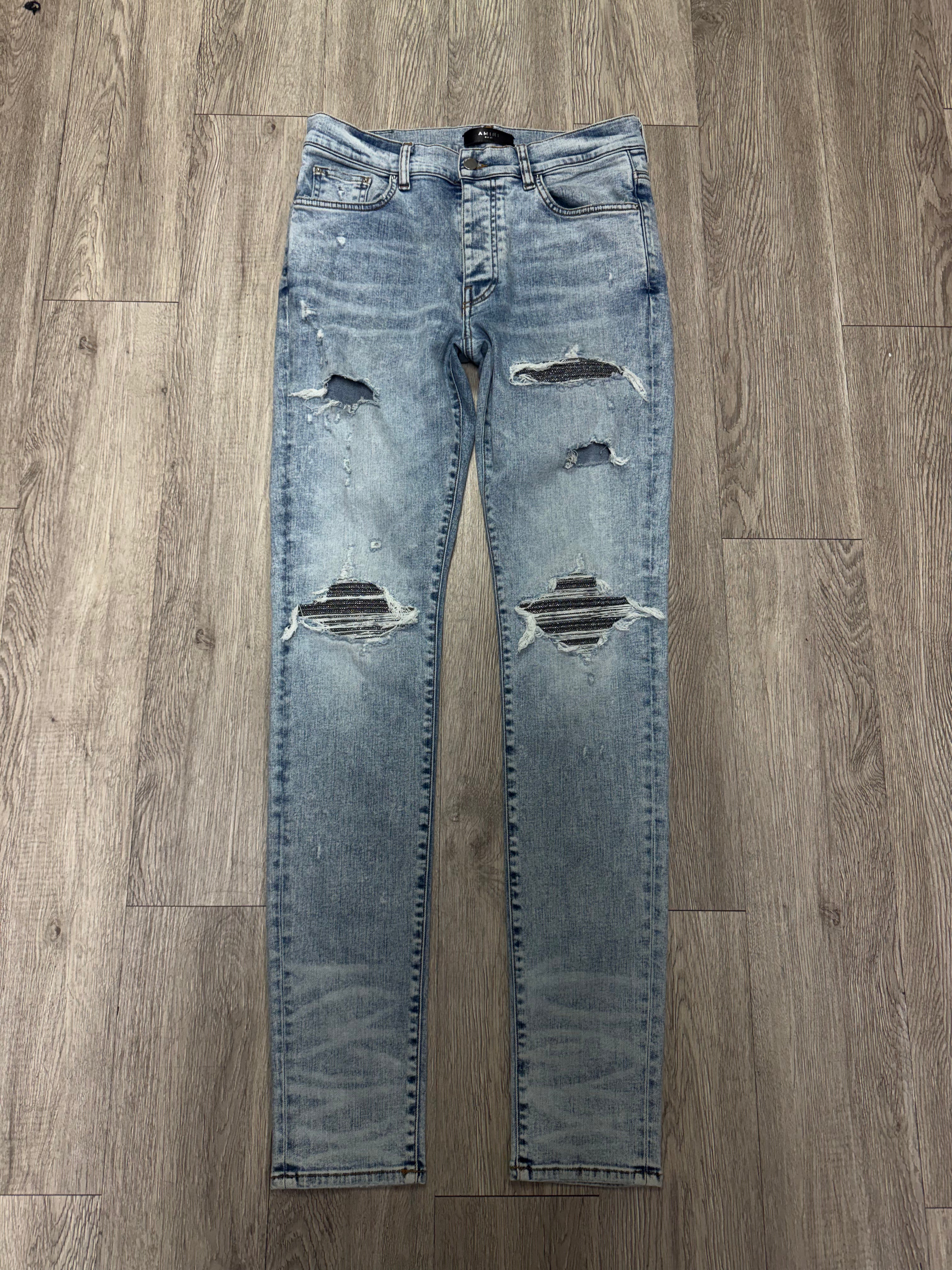 Amiri MX1 Stone Wash Iridescent Patch Jeans