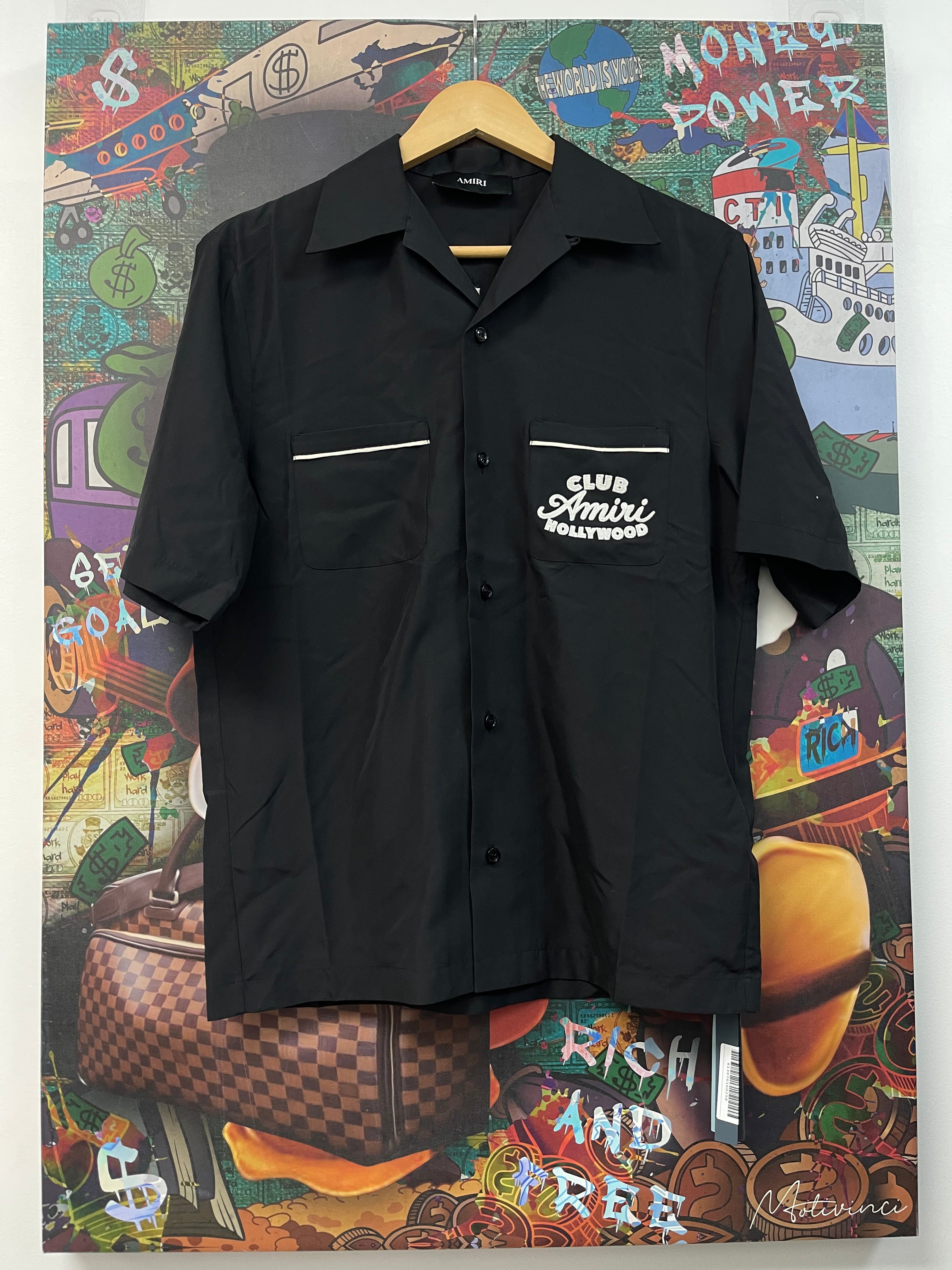 Amiri Black Silk Art Club Button Up