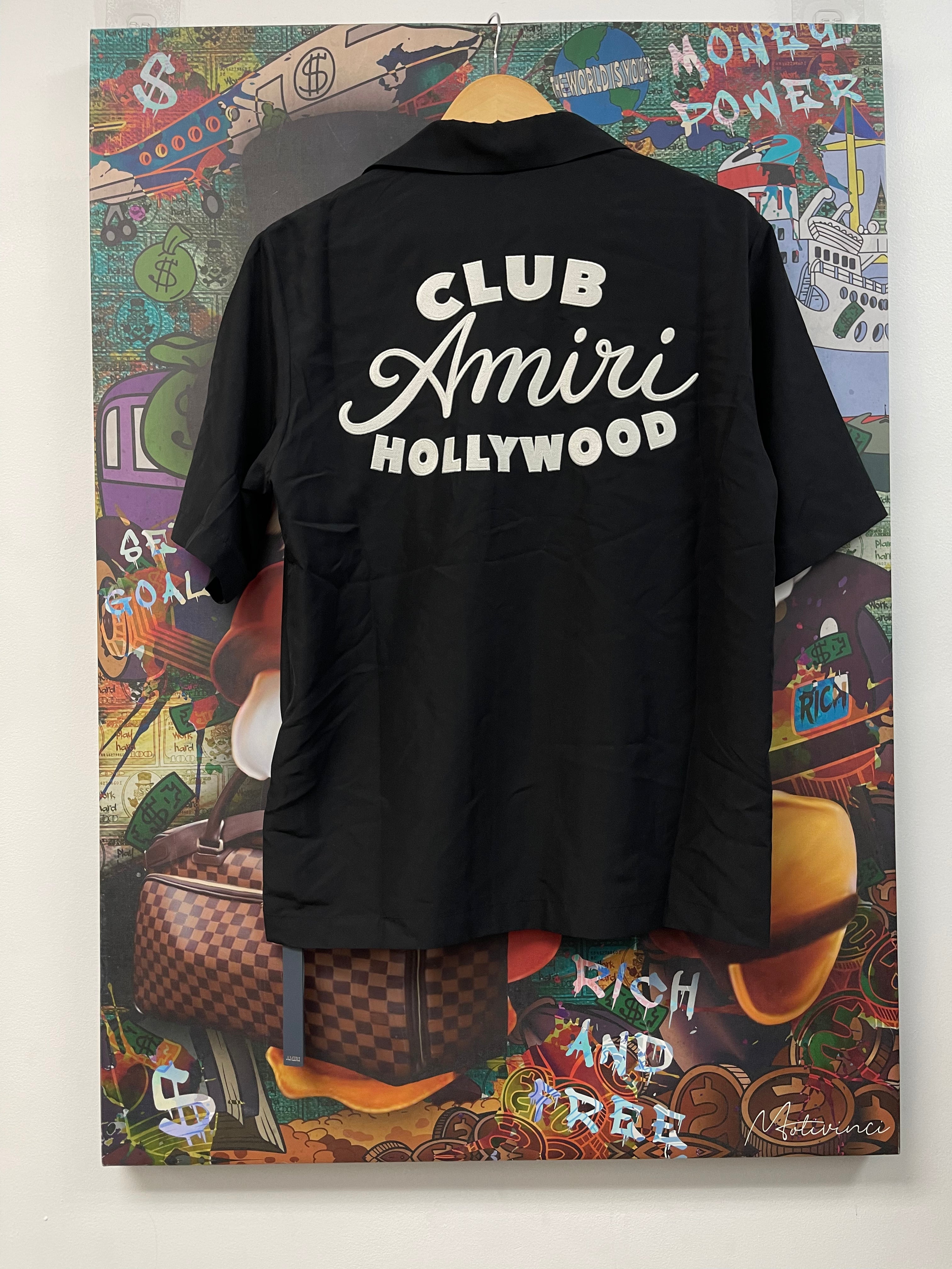 Amiri Black Silk Art Club Button Up