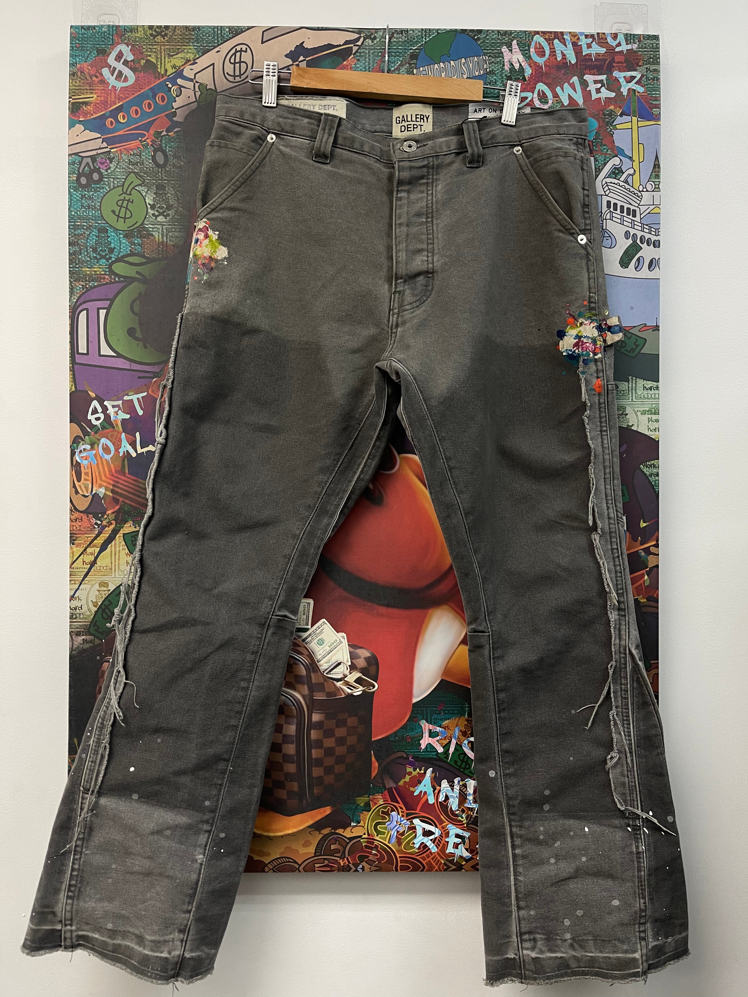 Gallery Dept Grey Paint Splatter Carpenter Flares Jeans