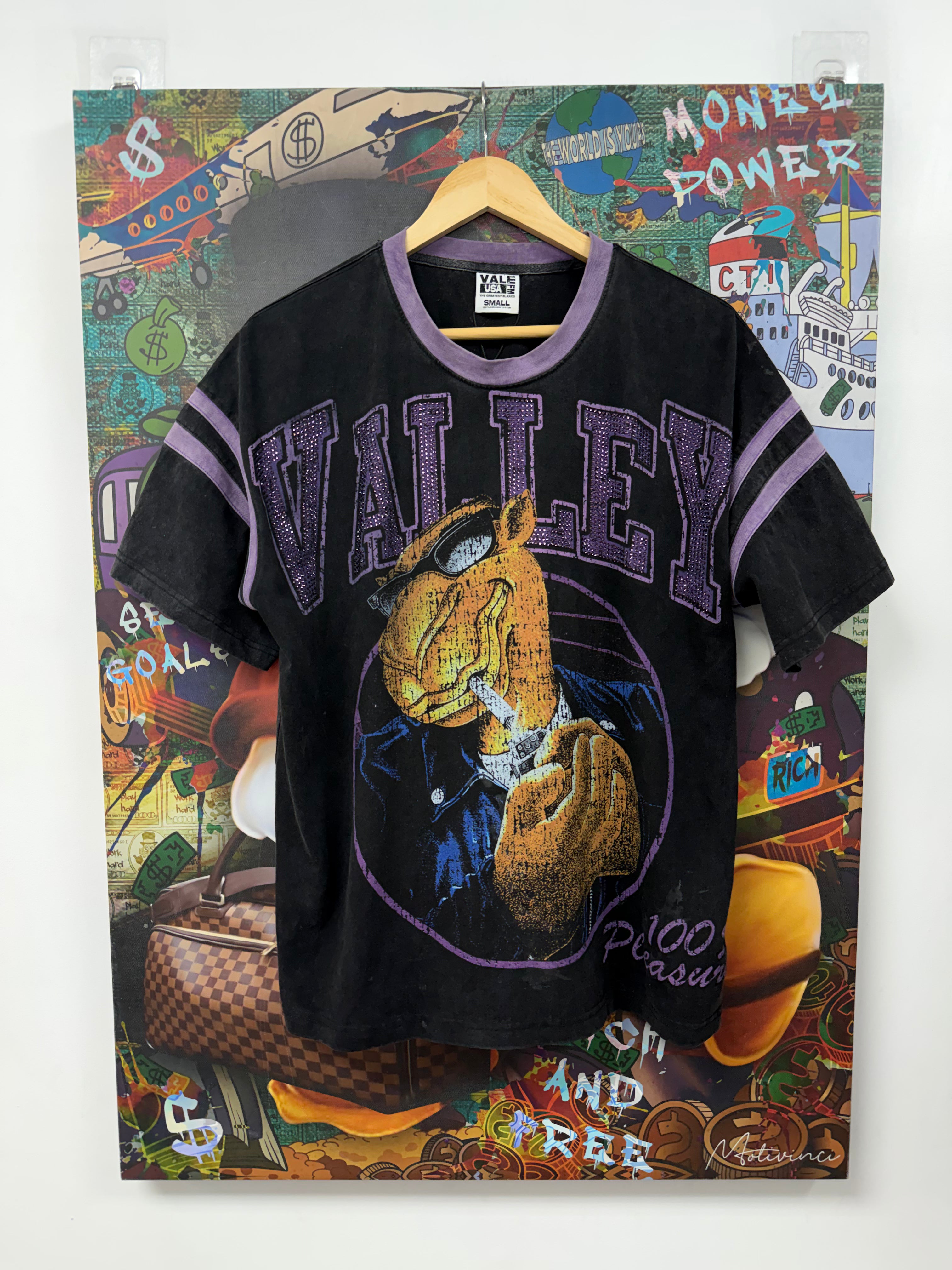 Vale Black Purple Camel Rhinestone Tee