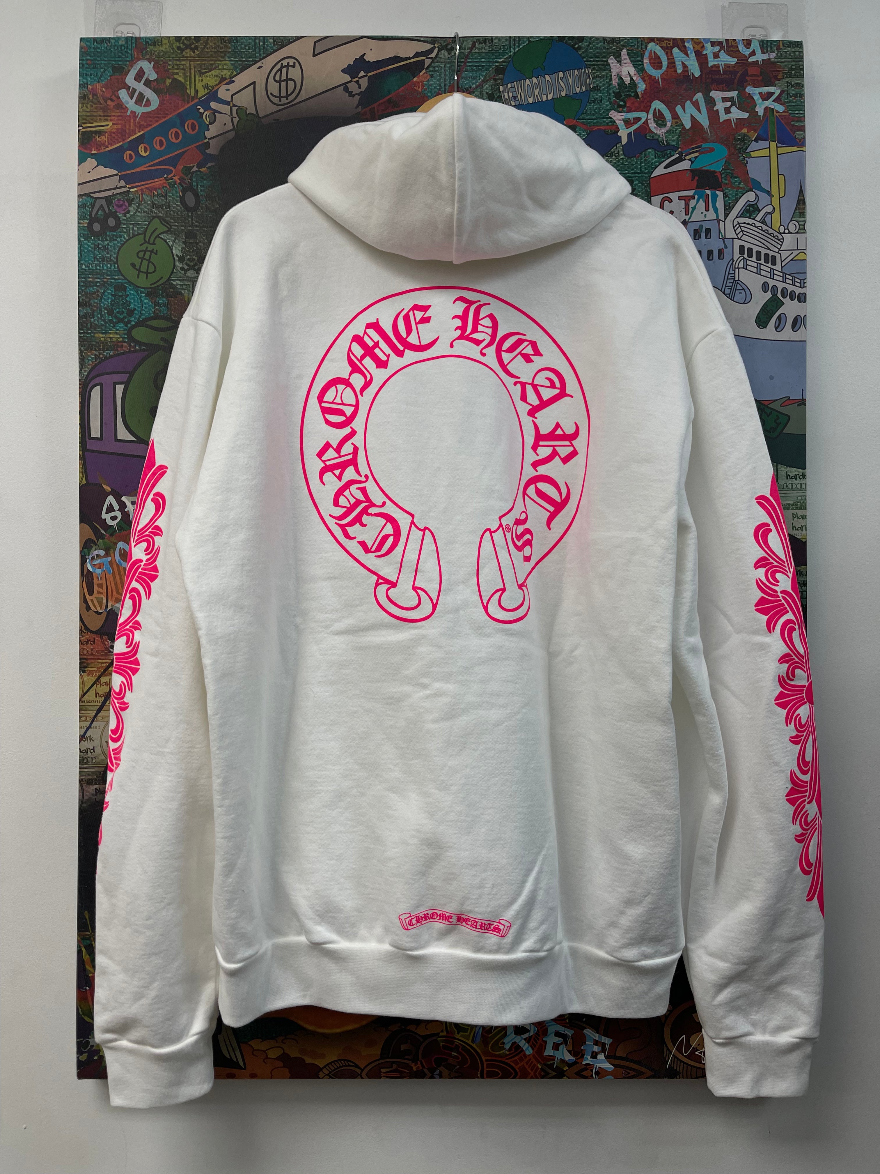 Chrome Hearts White Pink Horseshoe Hoodie