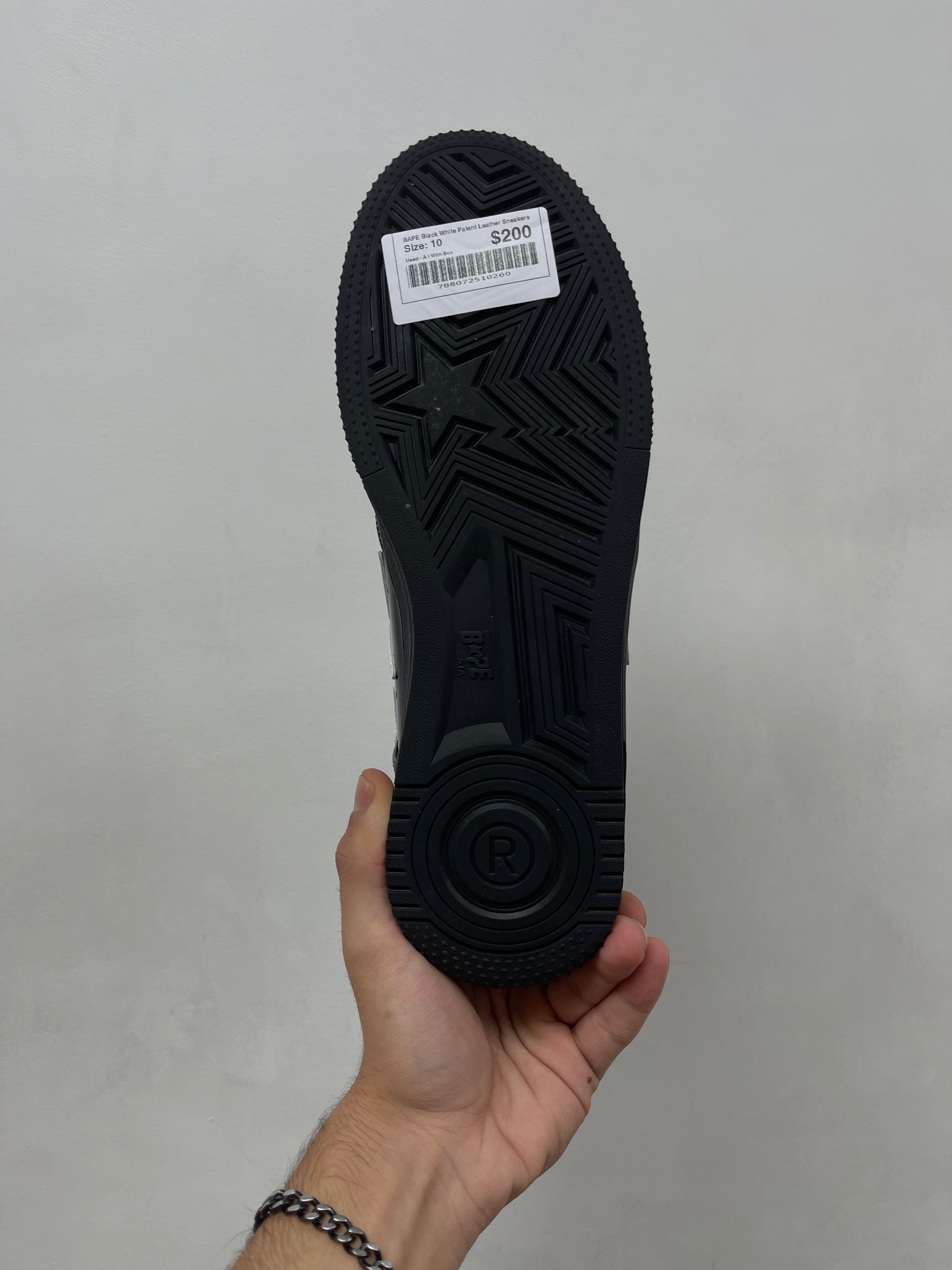 BAPE Black White Patent Leather Sneakers