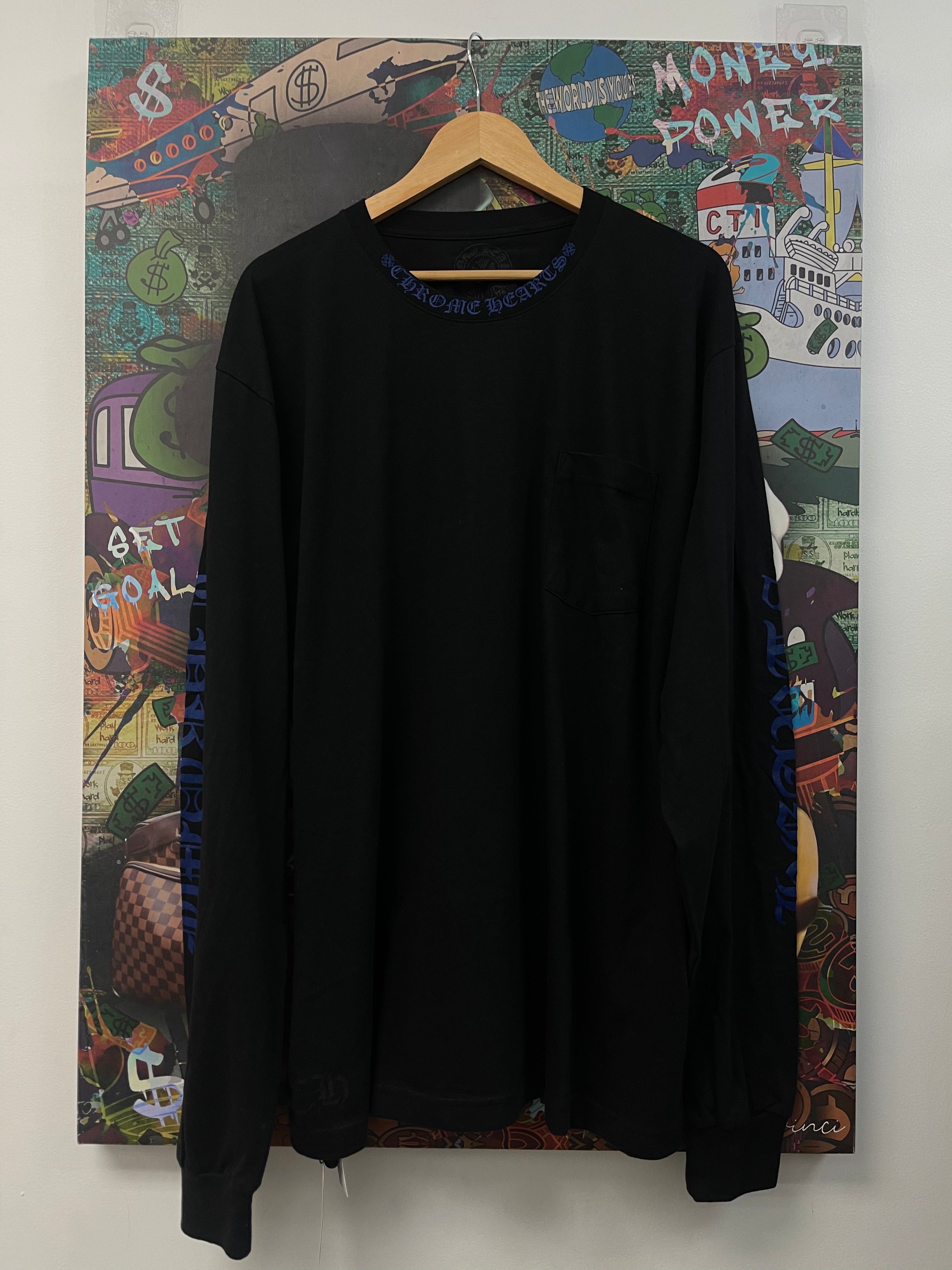 Chrome Hearts Black Blue Neck Logo Tee