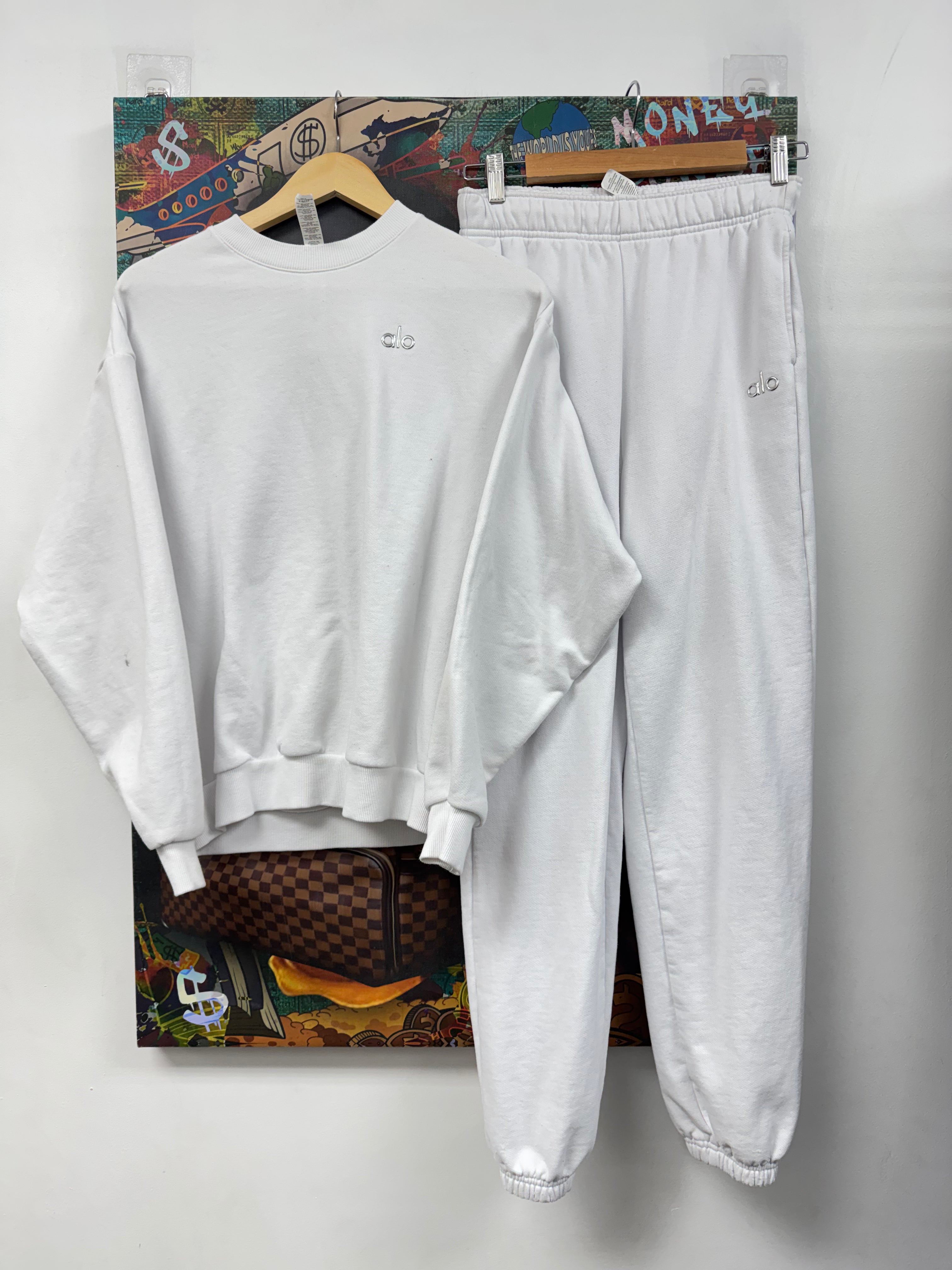 ALO White Accolade Crew Sweatsuit