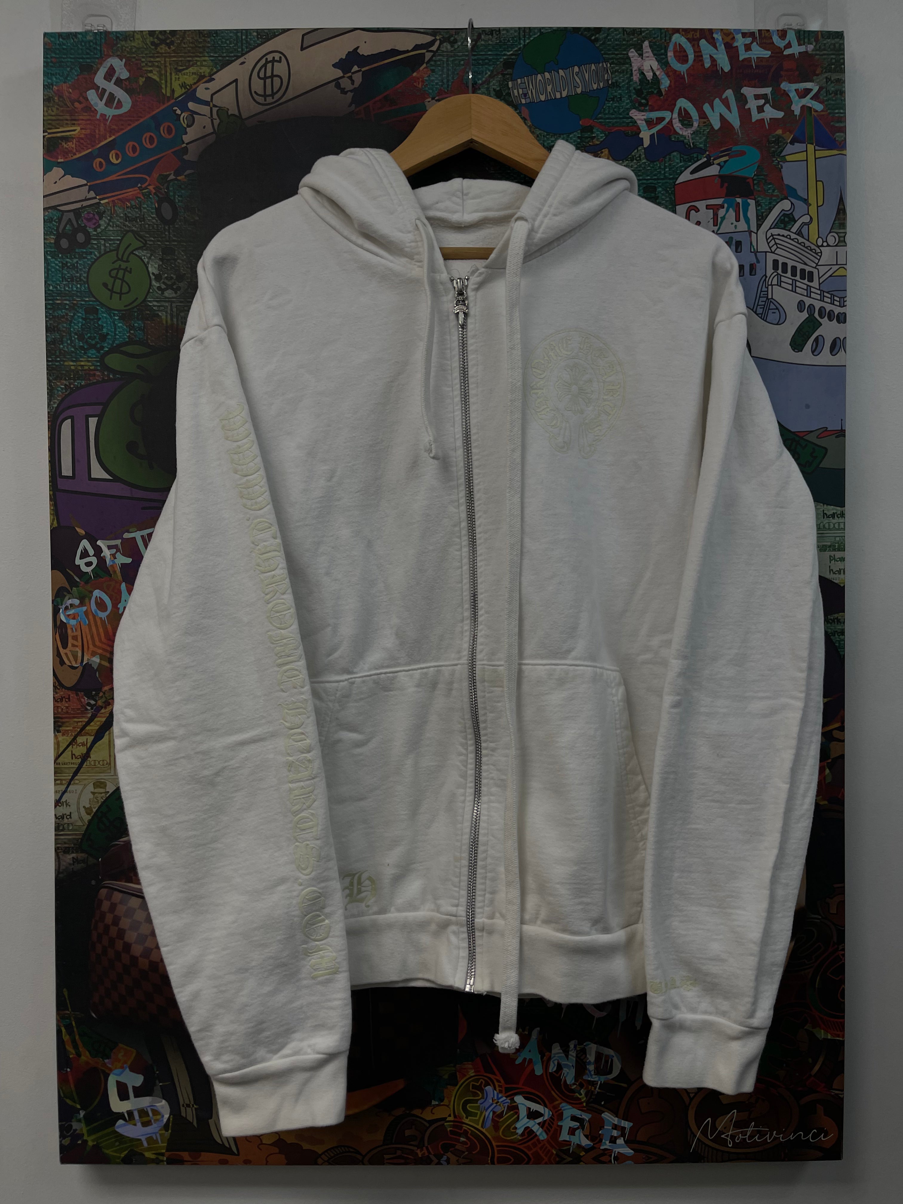 Chrome Hearts White Yellow Plus Logo Hoodie