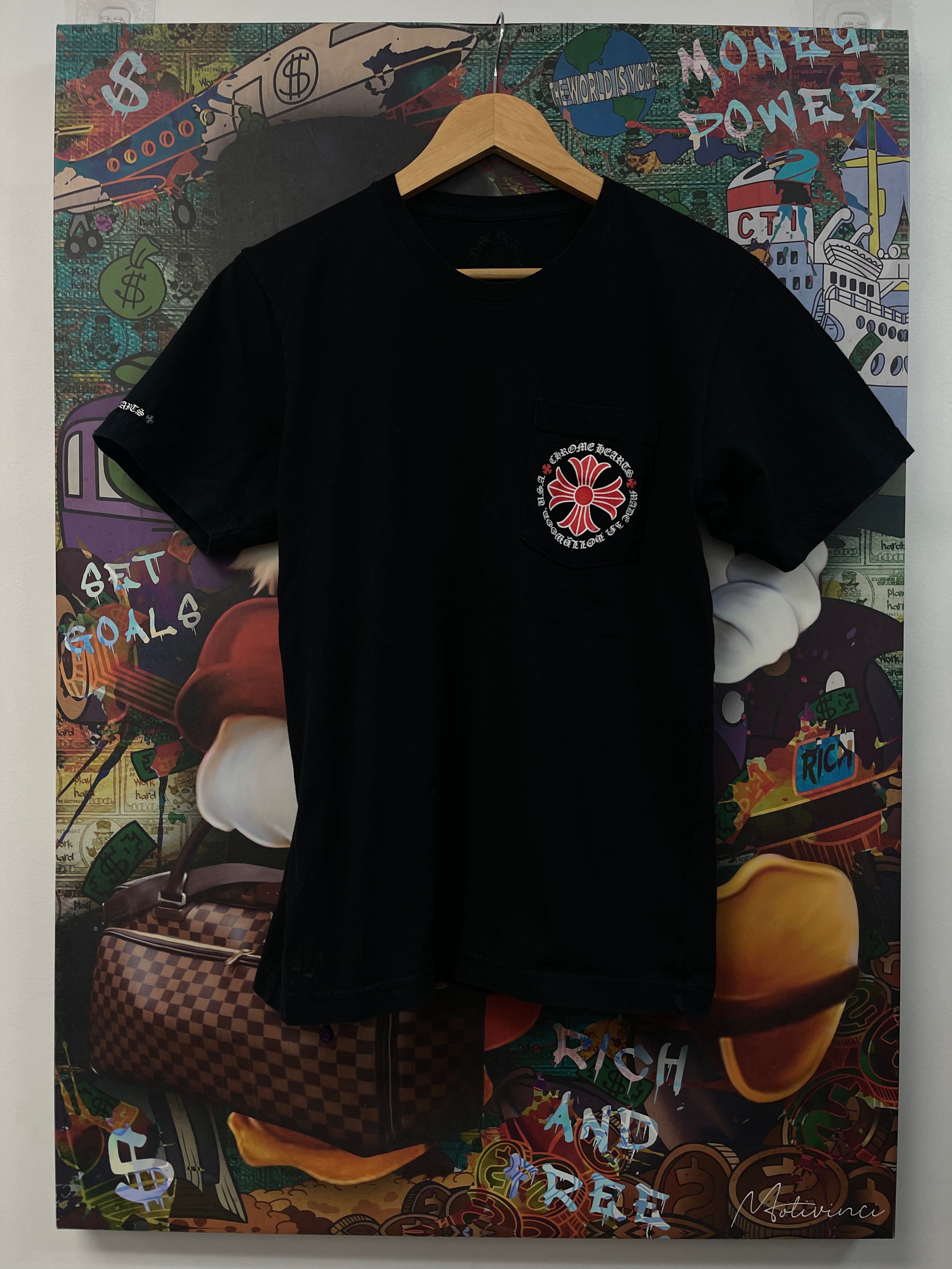 Chrome Hearts Black Red Hollywood Plus Logo Tee