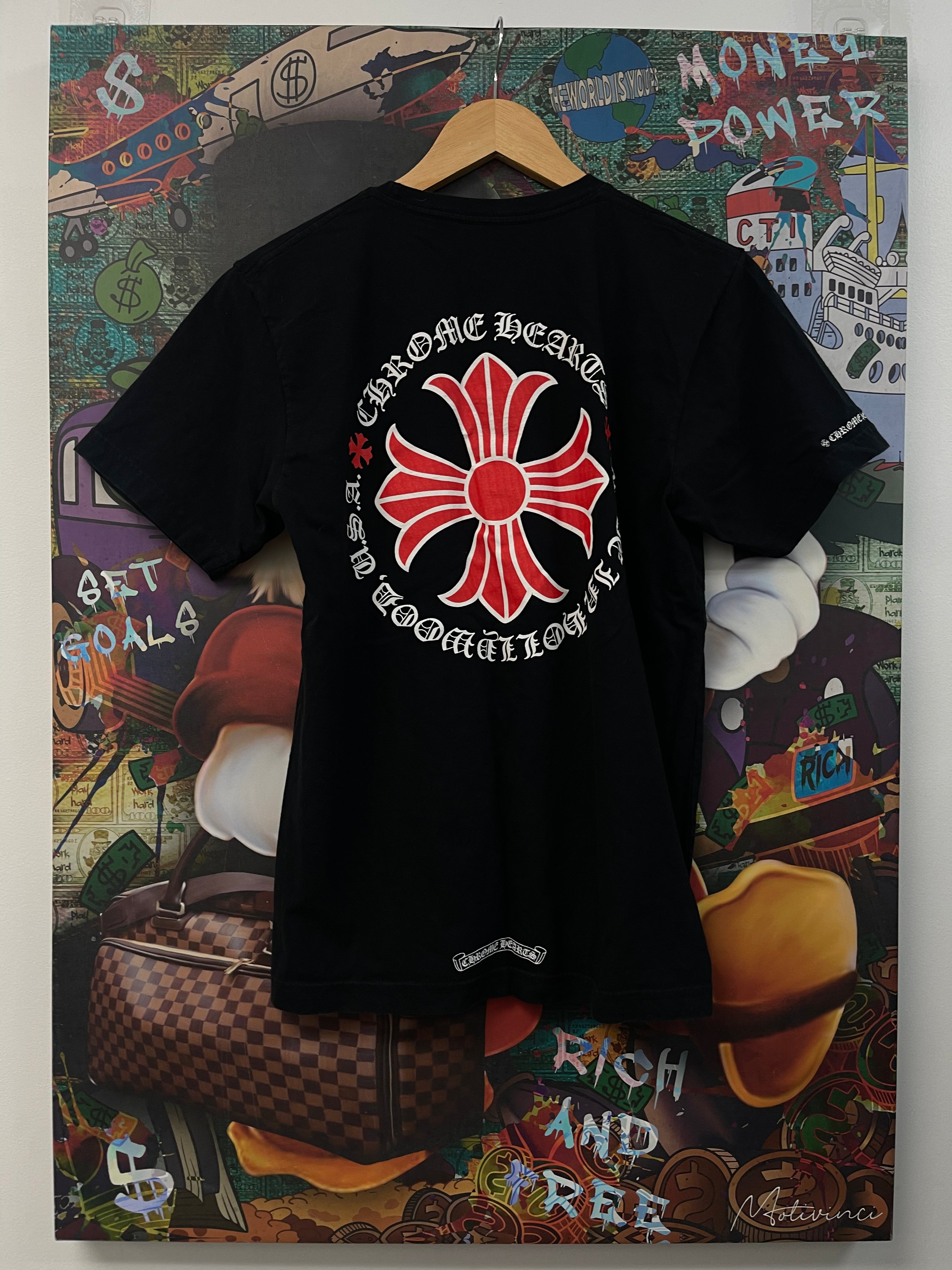 Chrome Hearts Black Red Hollywood Plus Logo Tee