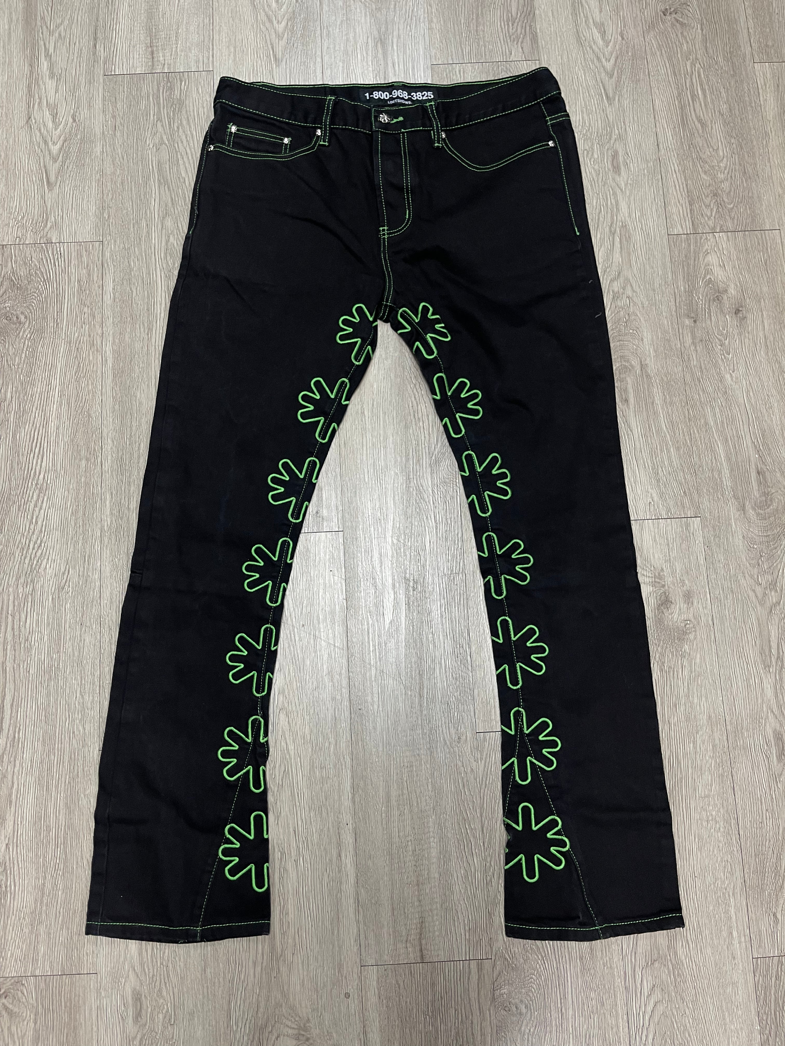 LOSTSHDWS Black Green Outline Jeans
