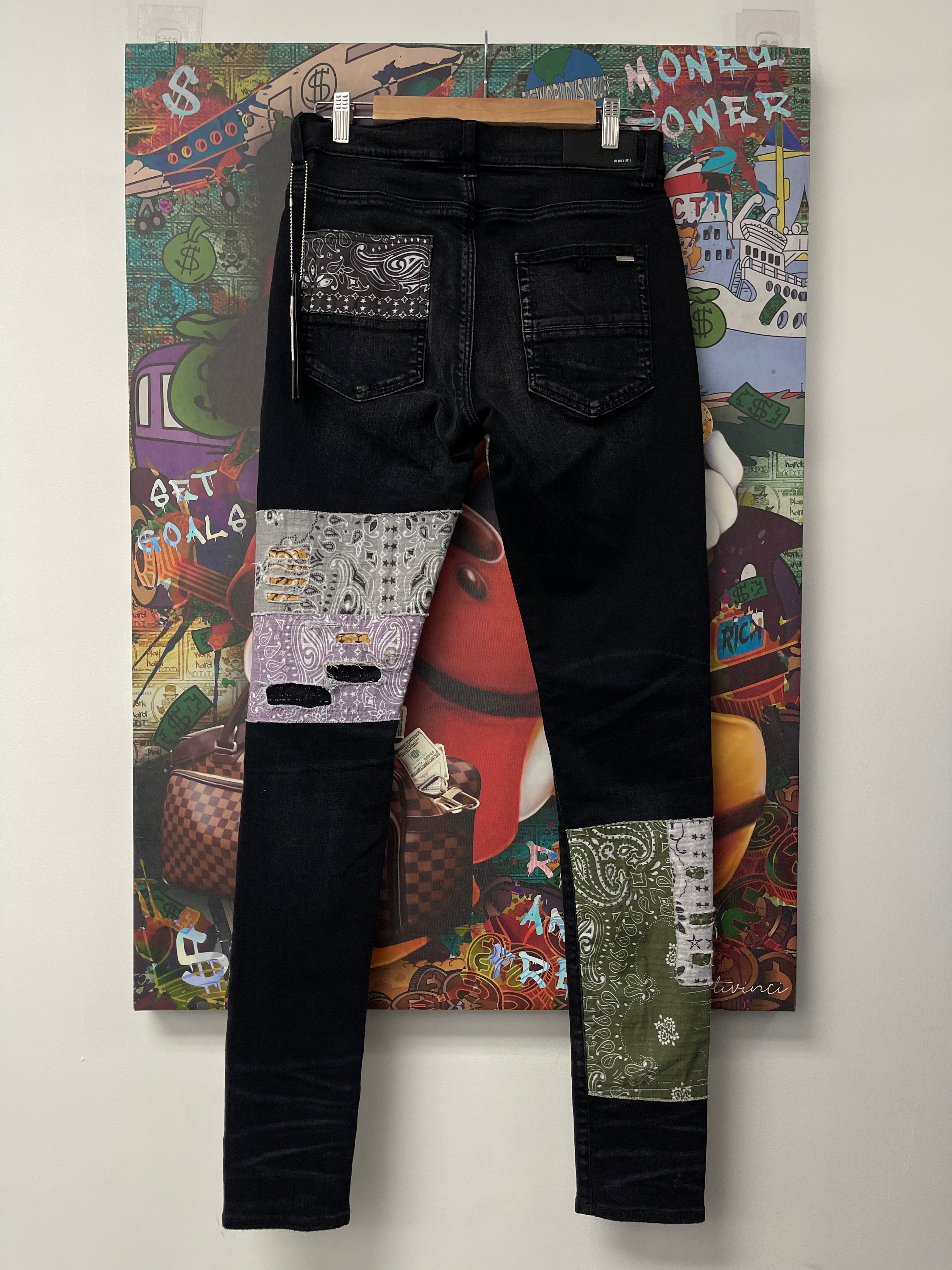 Amiri Thrasher Black Art Patch Jeans New With Tags