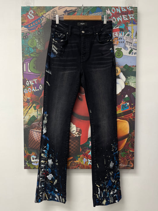 Amiri Black Paint Splatter Thrasher Jeans New