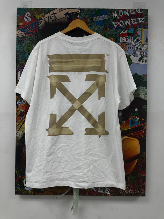 Off White Tape Tee White Black Cream New Small With Tags
