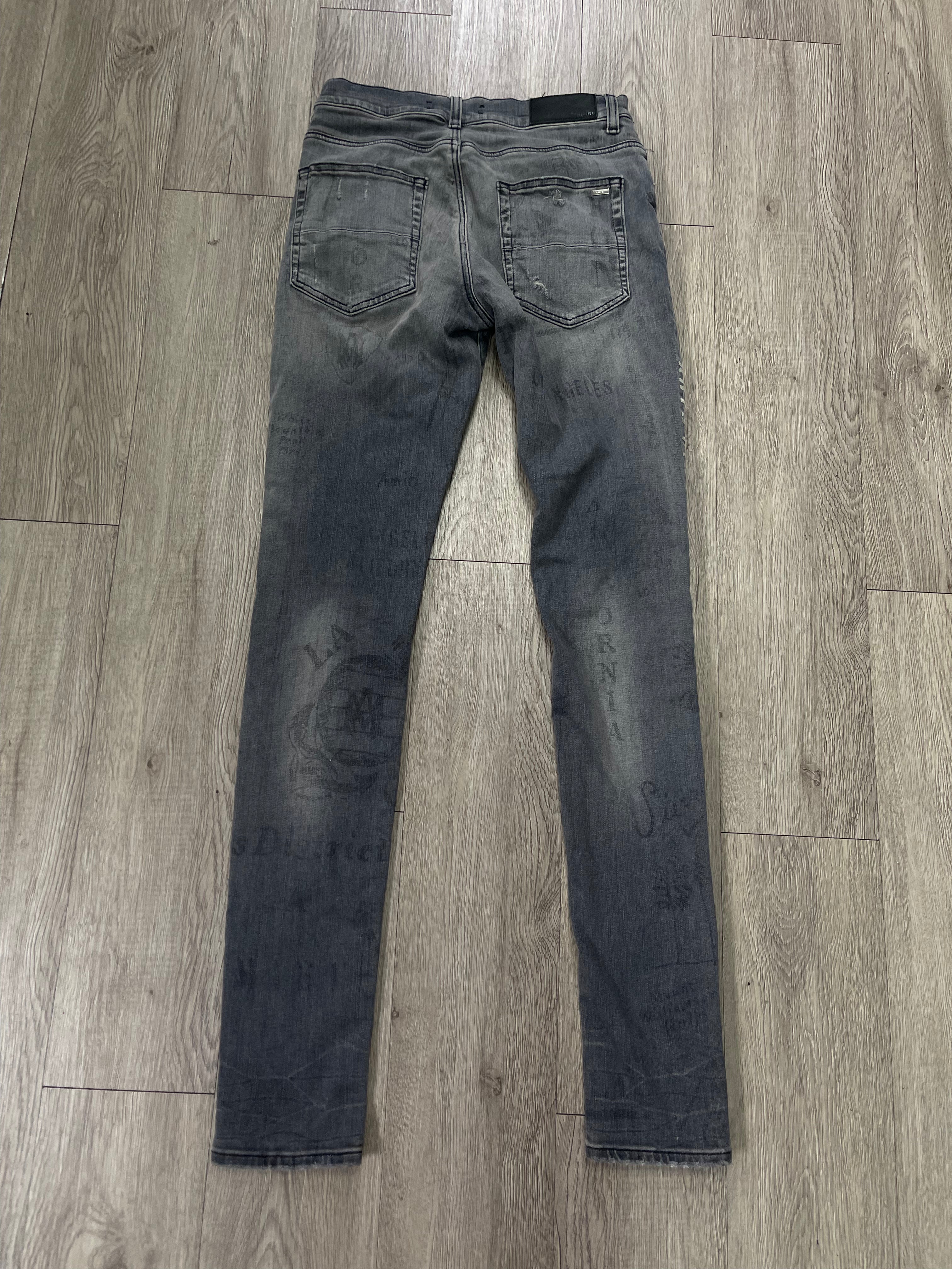 Amiri Grey Stencil Jeans