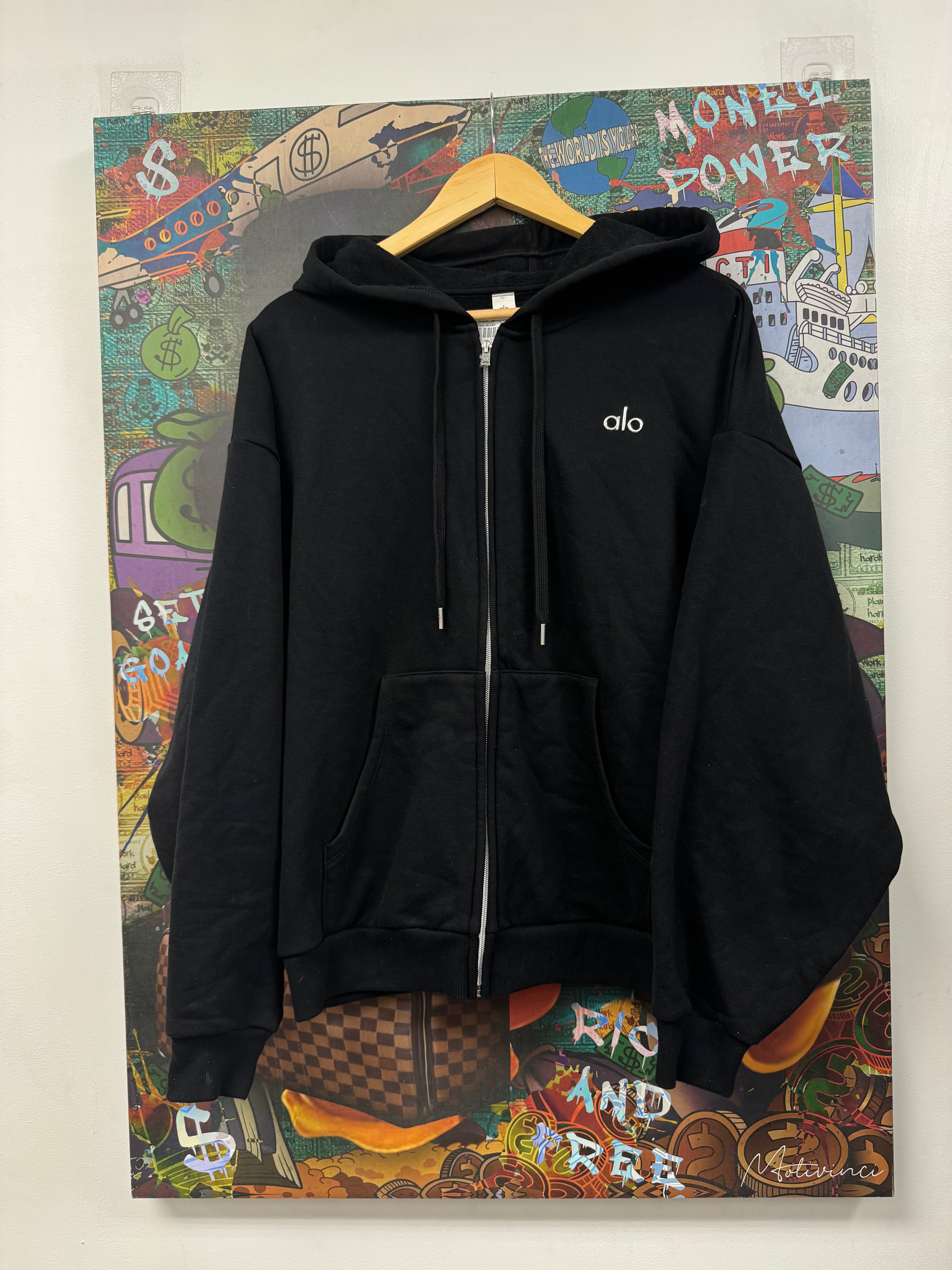 Alo Black Accolade Zip Up Hoodie