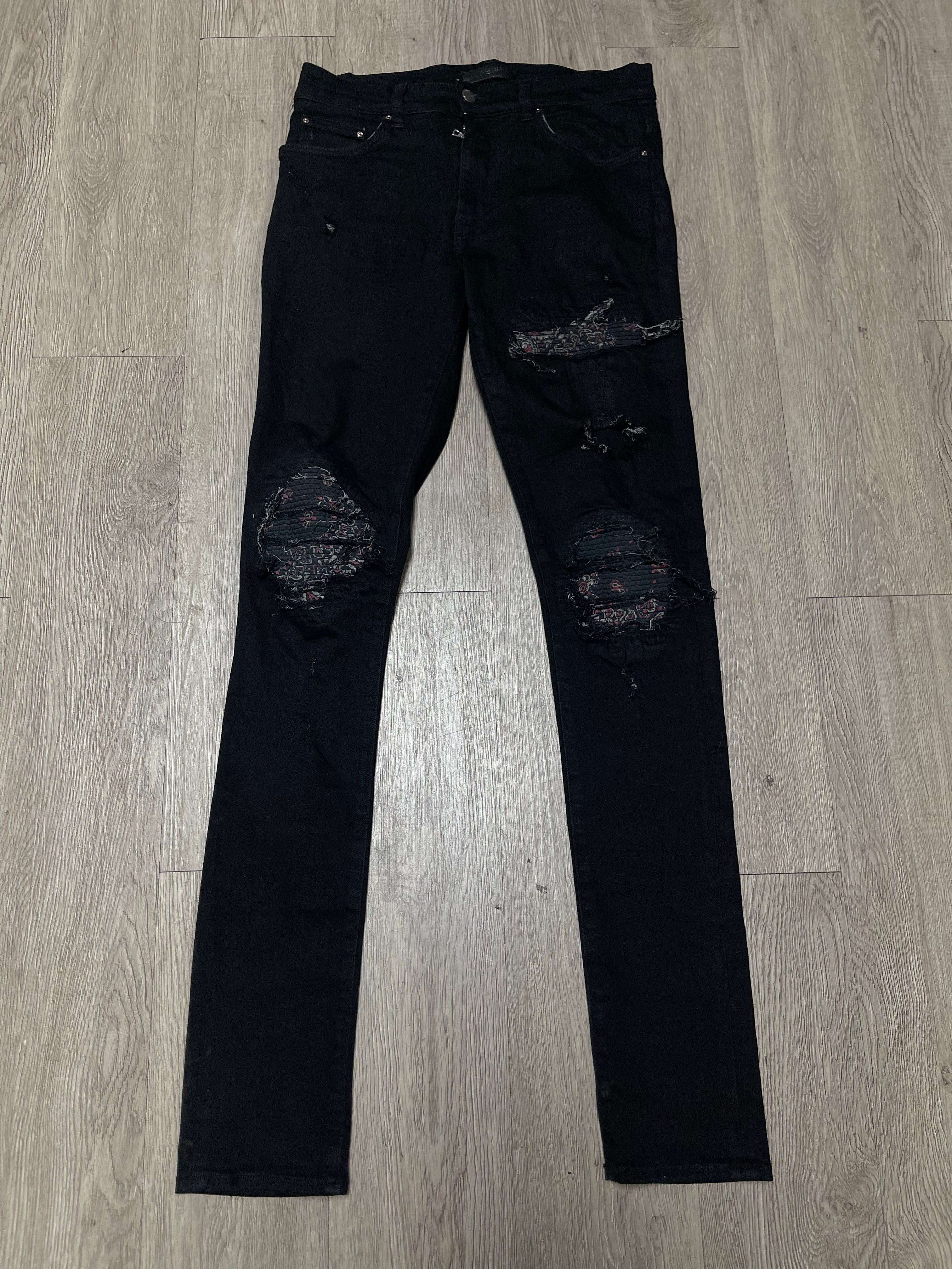 Amiri MX1 Black Red Paisley (Zipper) Jeans