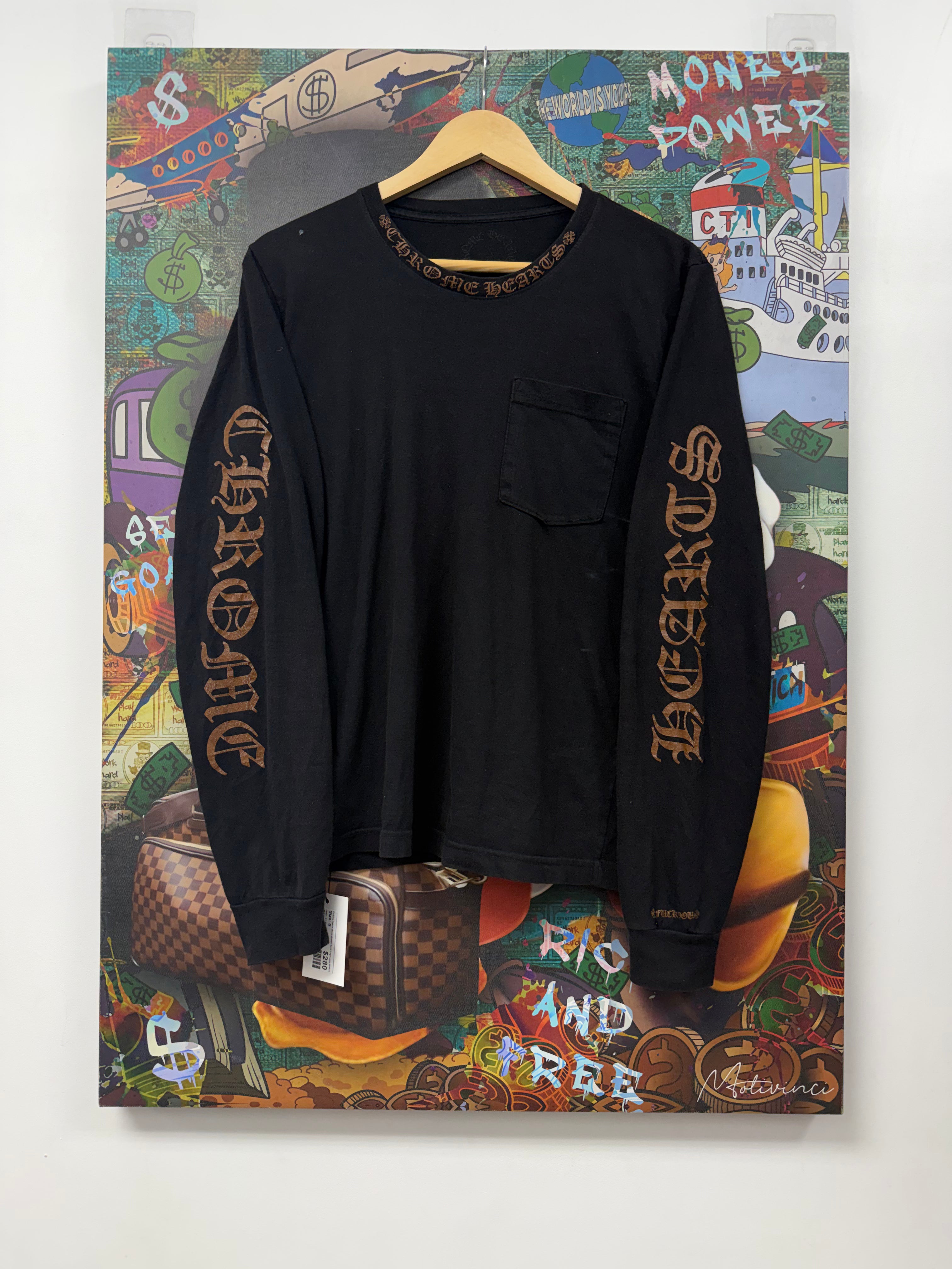 Chrome Hearts Black Brown Neck Logo Long Sleeve
