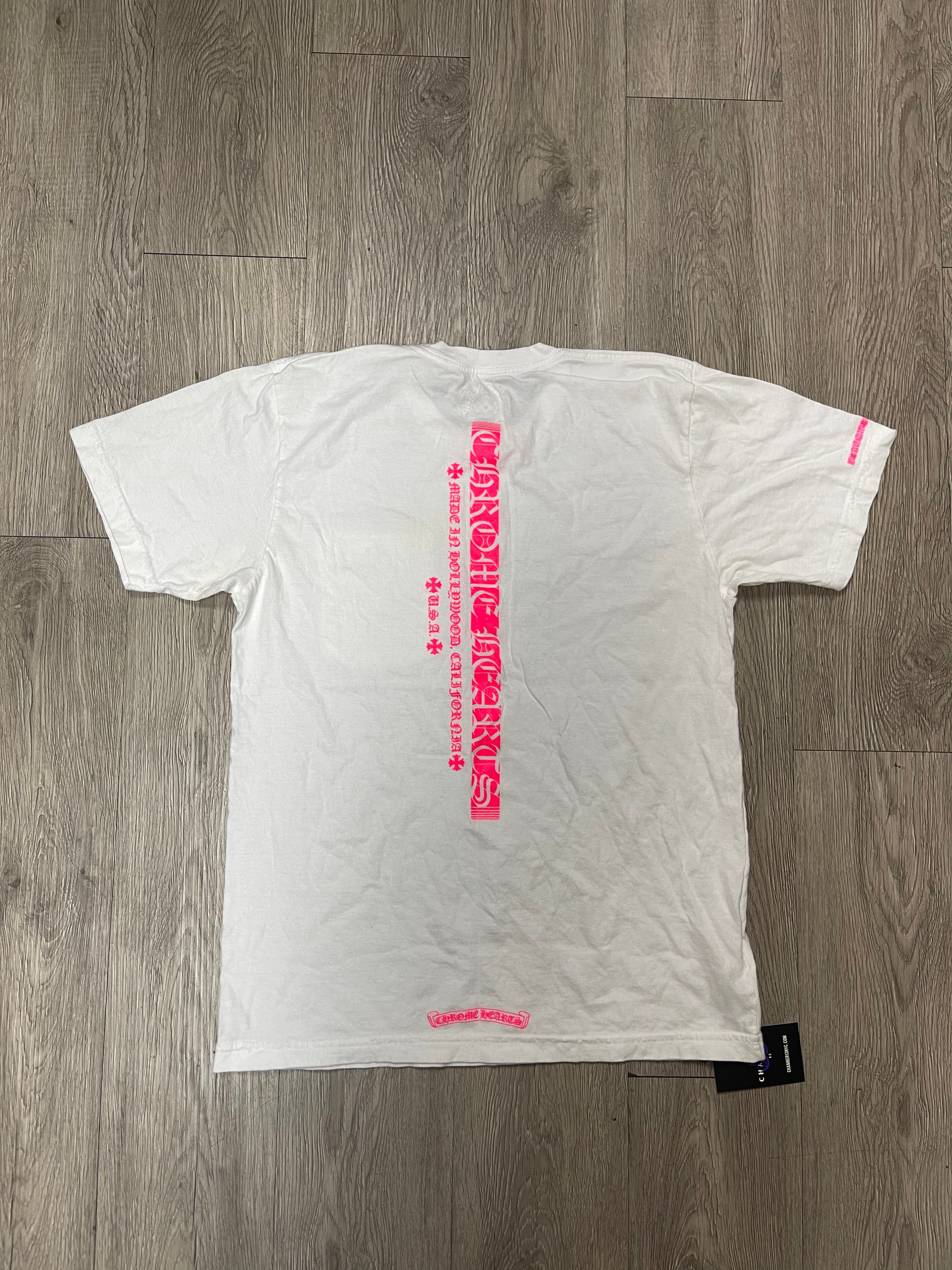 Chrome Hearts White Pink Vertical Tee