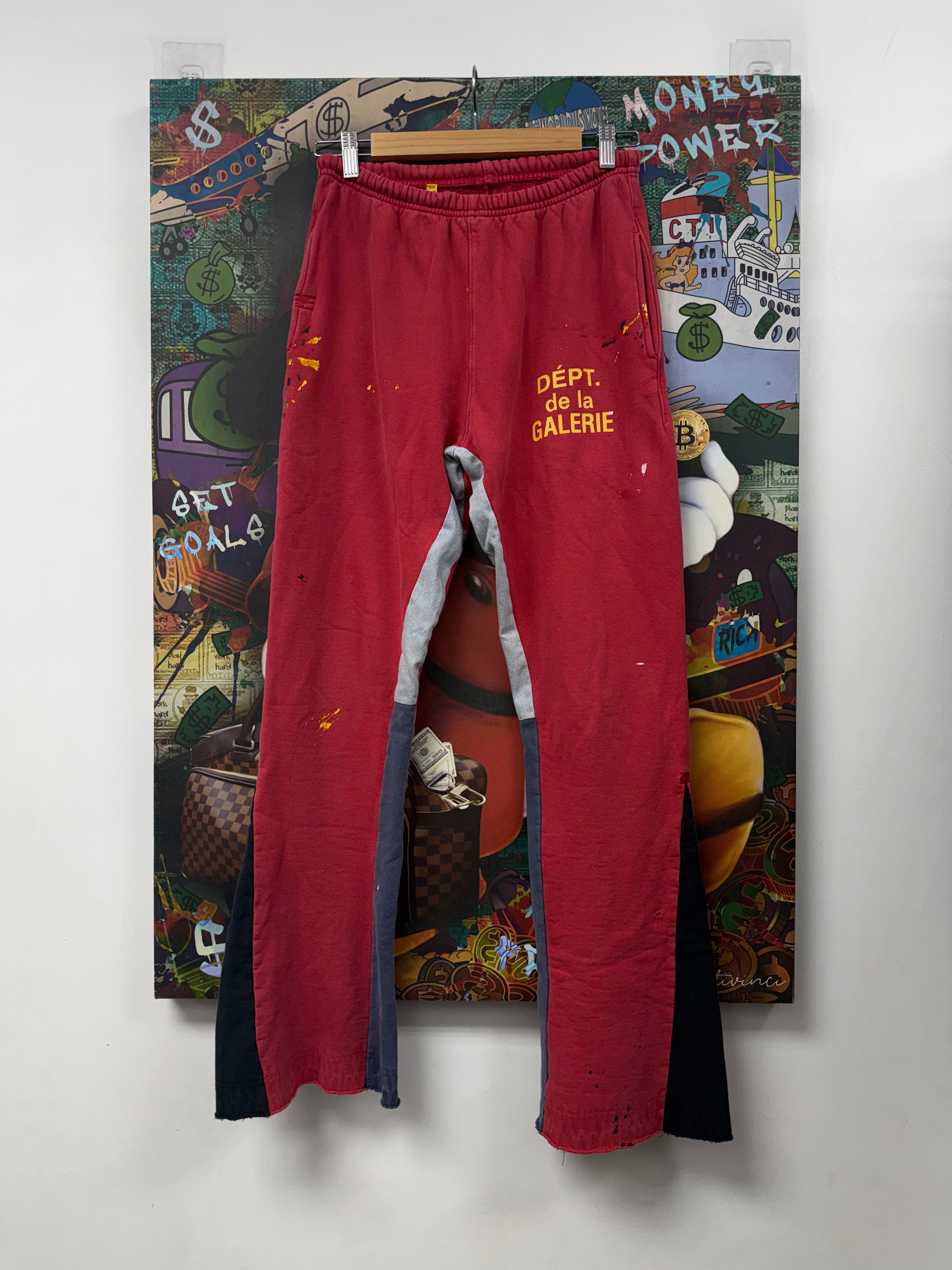 Gallery Dept Red Paint Splatter Flare Sweats