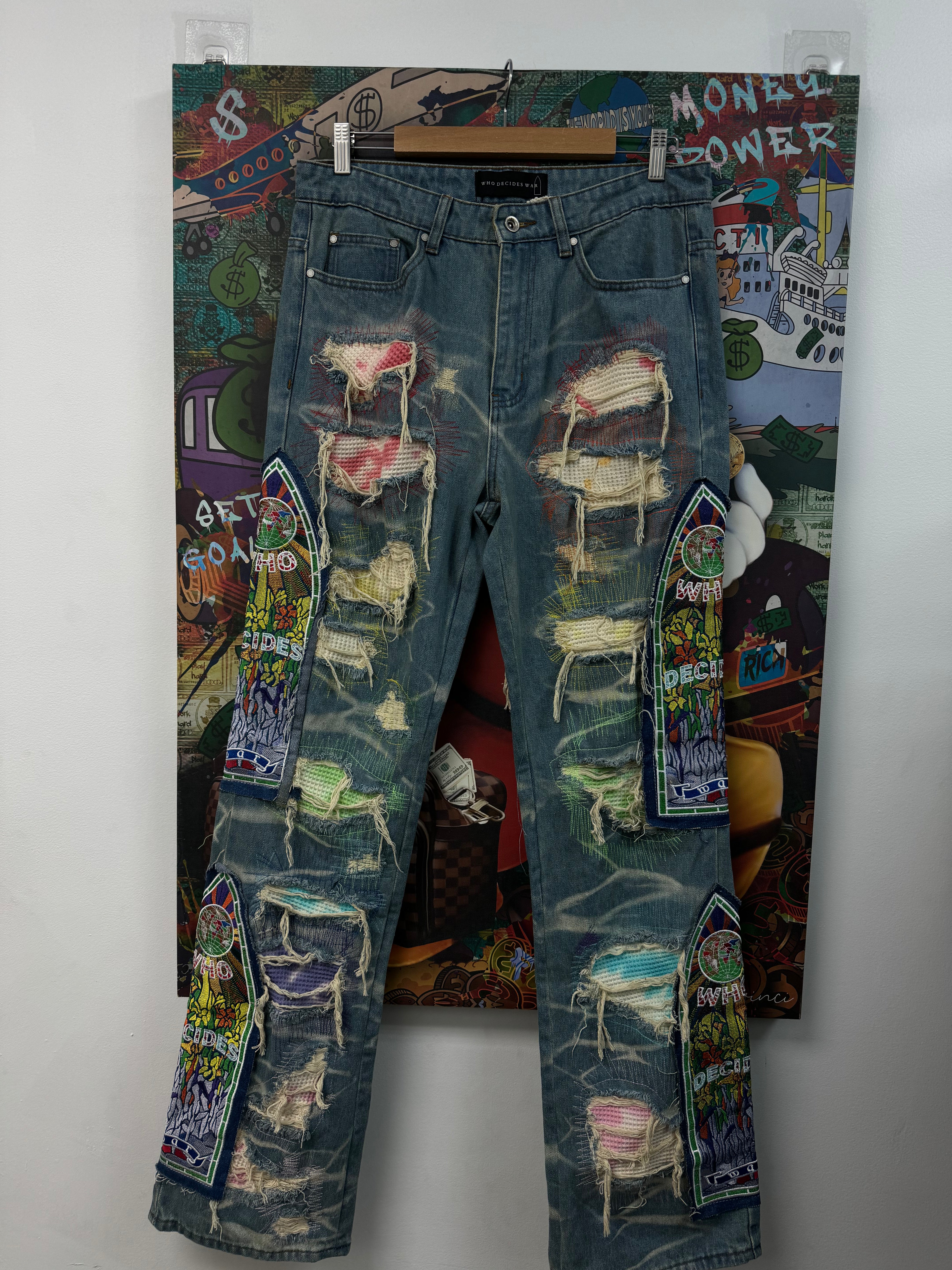 Who Decides War Light Wash Multi Stained Glass Jeans