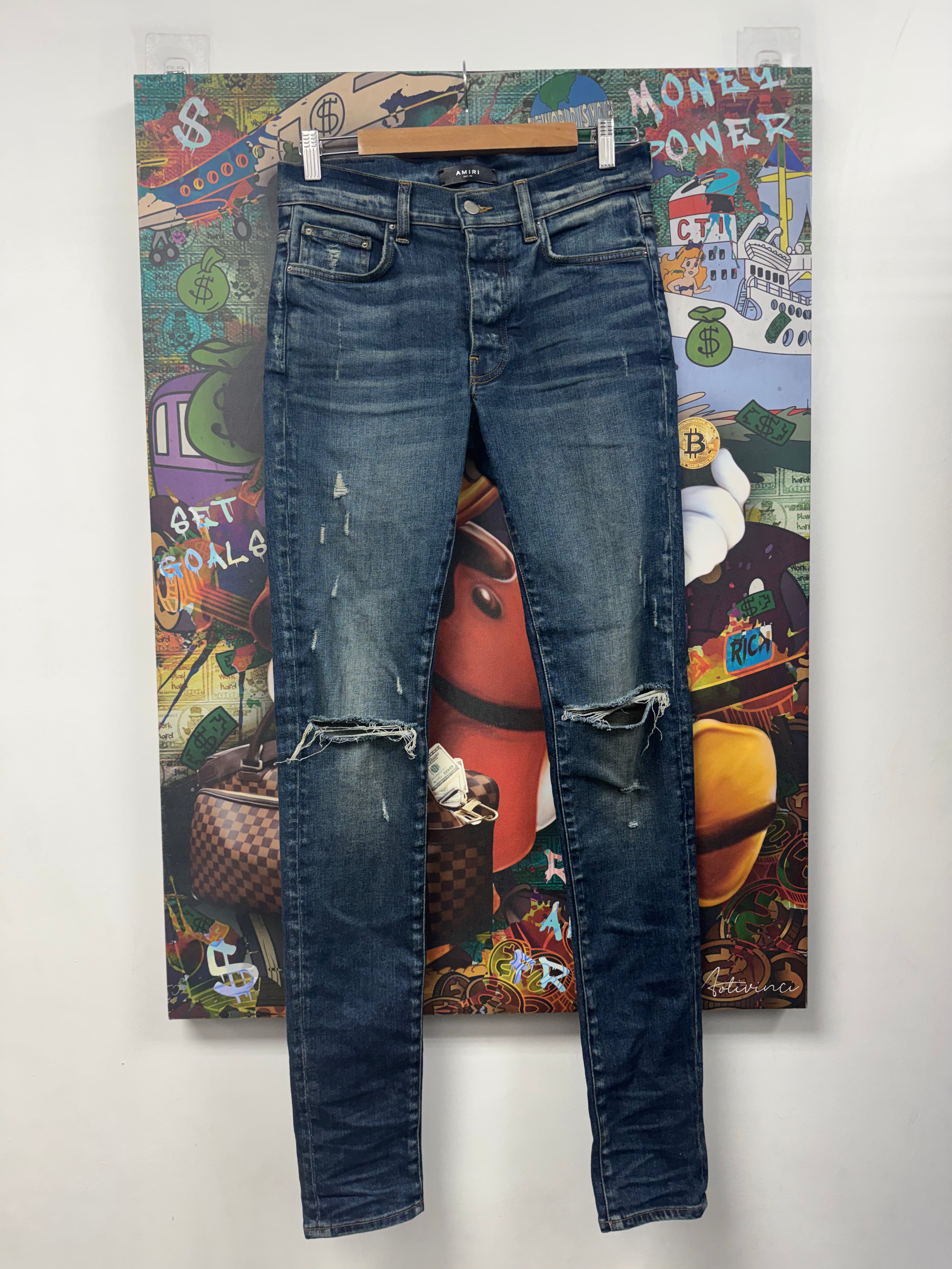 Amiri Deep Classic Ripped Plain Jeans