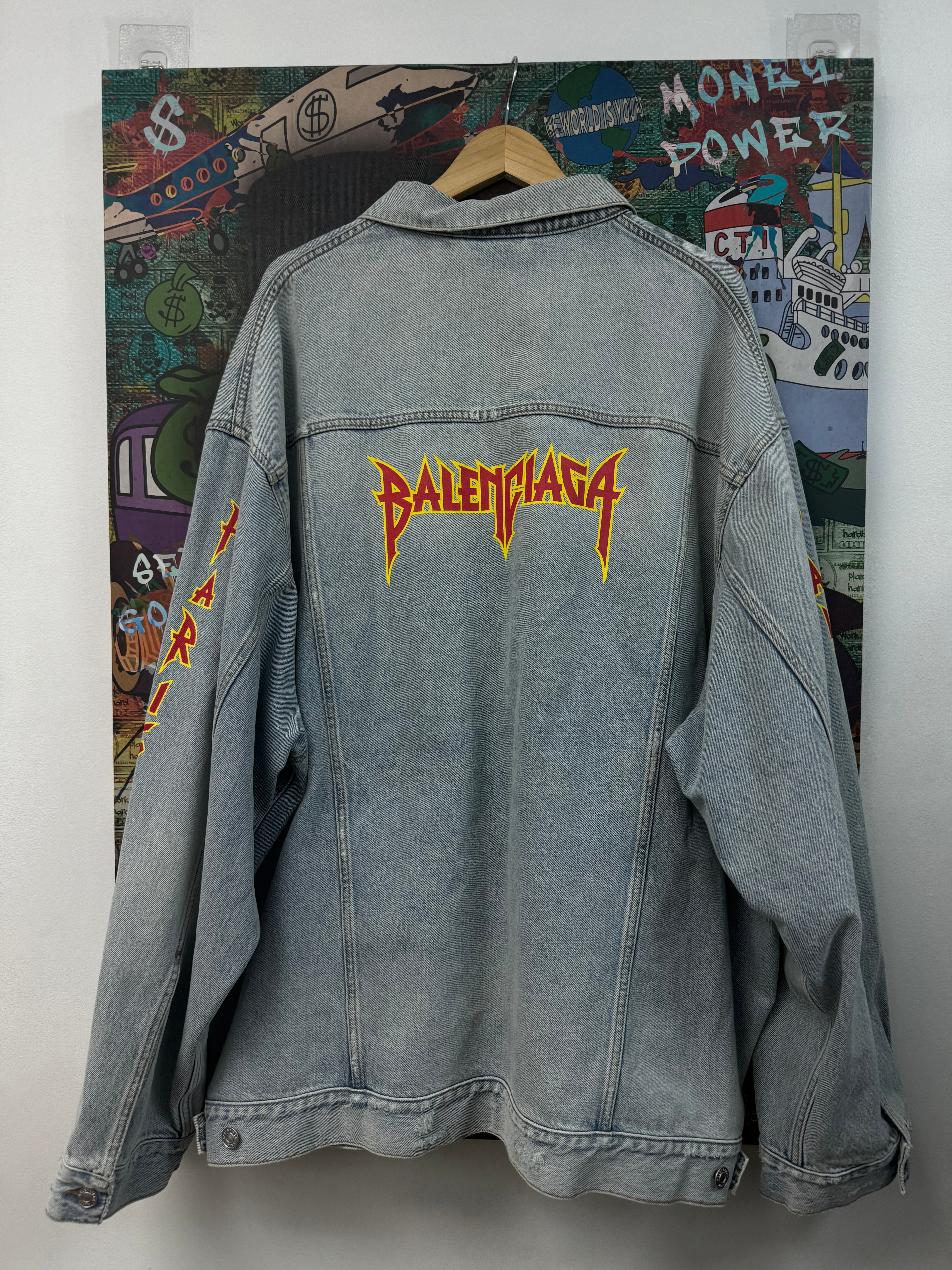 Balenciaga Lightwash Logo Metal Denim Jacket