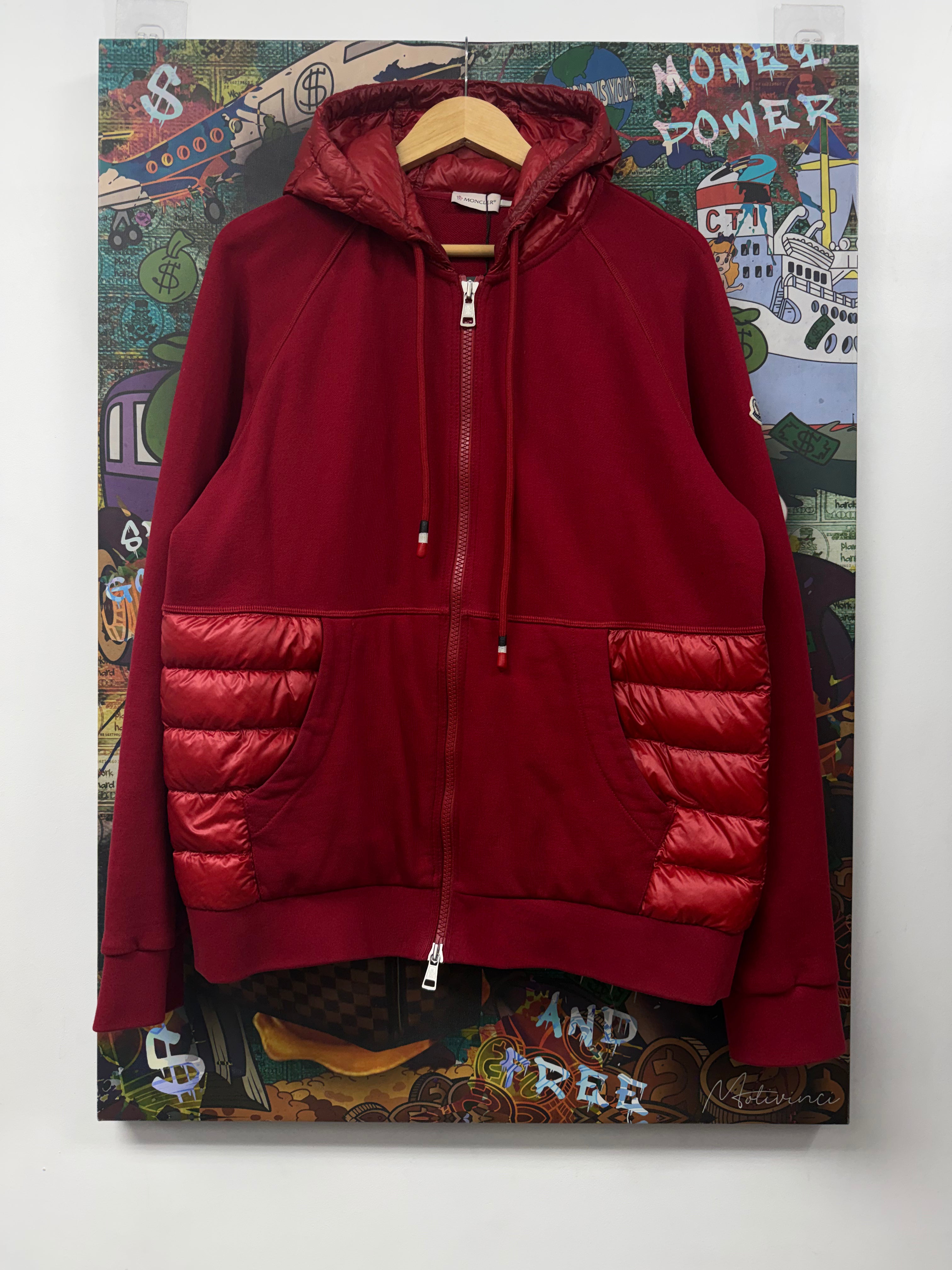 Moncler Red Maglia Cardigan Zip Up Hoodie