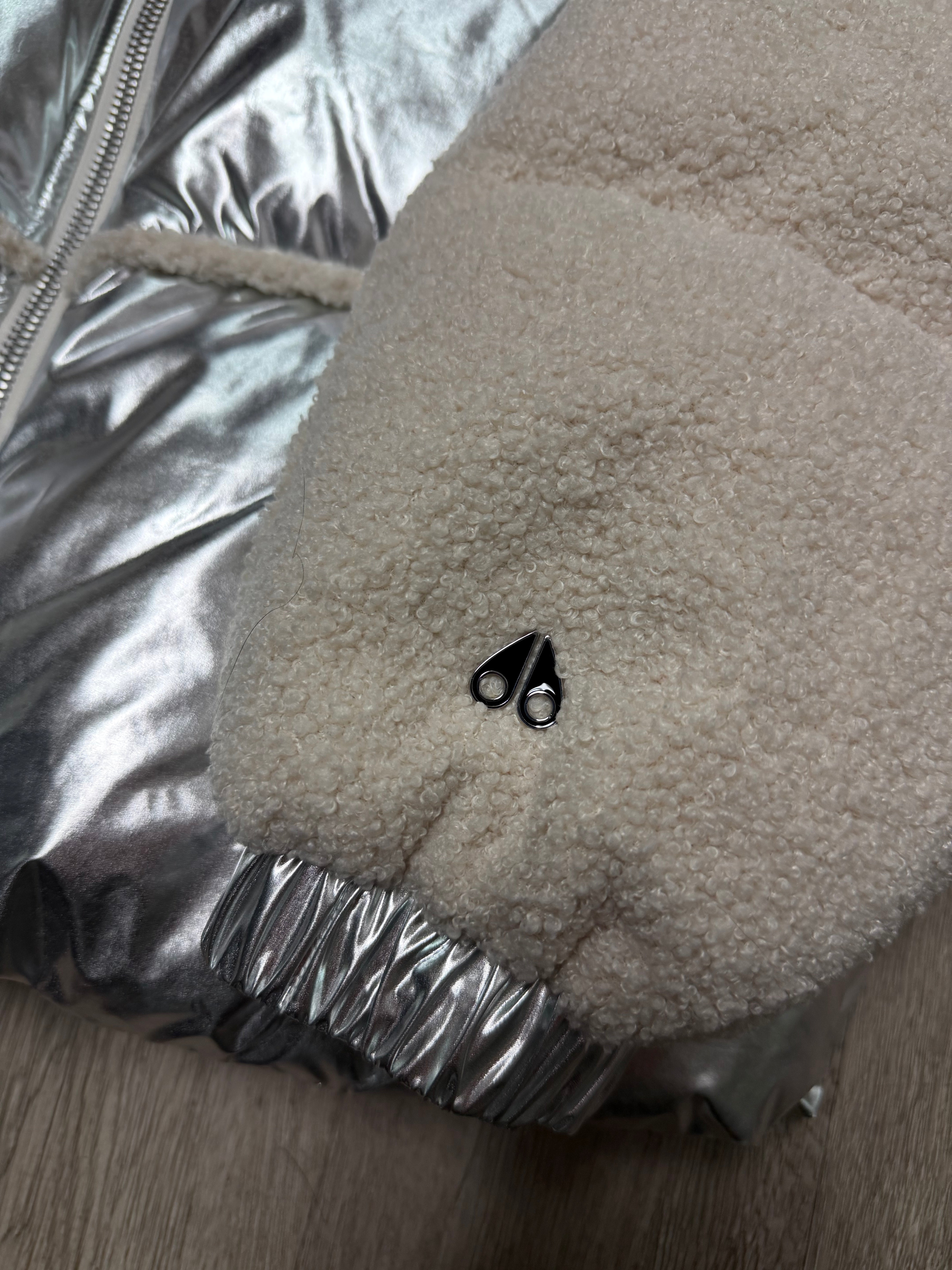 Moose Knuckles Silver Ivry Elmira Sherpa Puffer Jacket