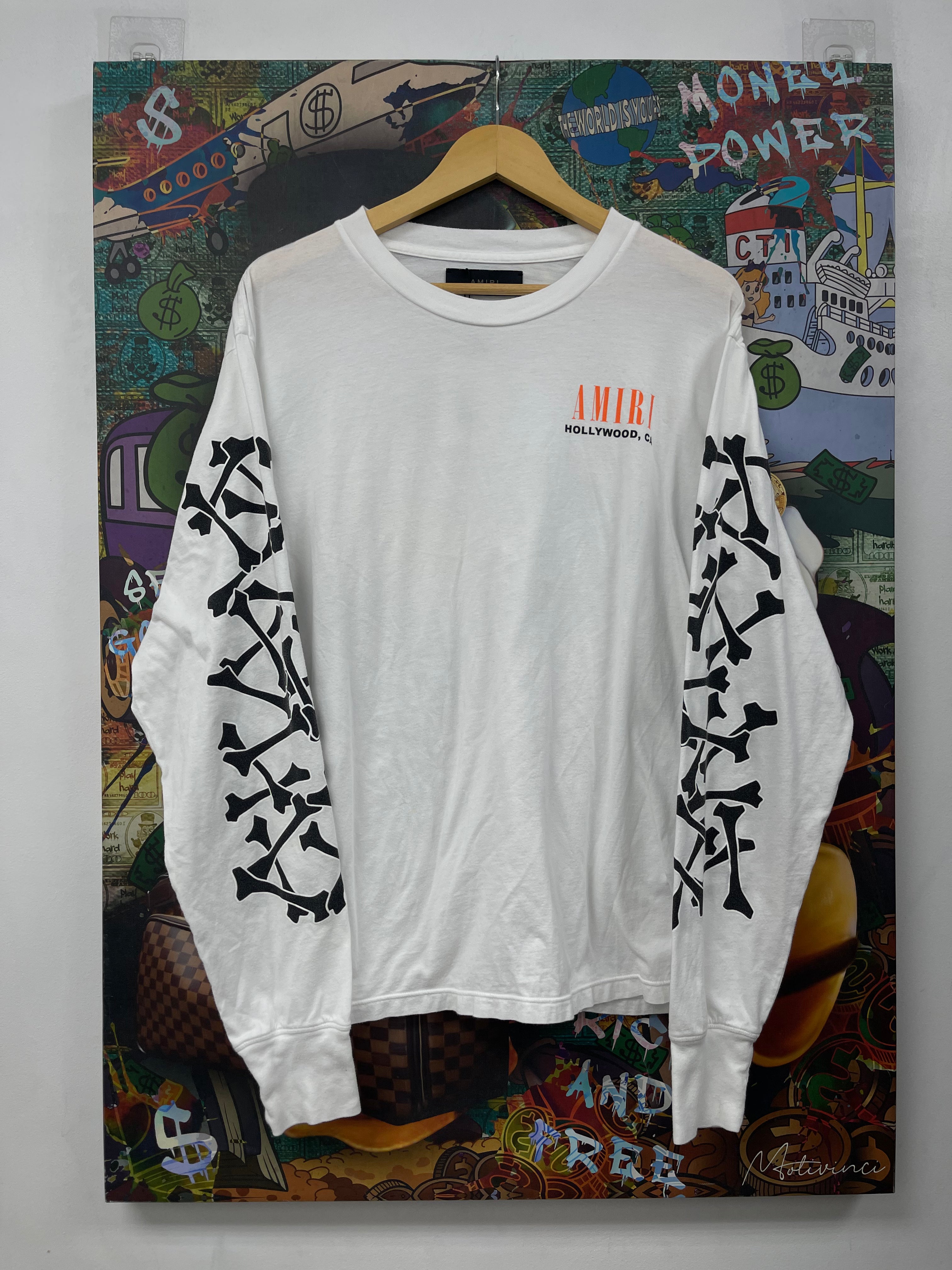 Amiri White Black Orange Bones Long Sleeve