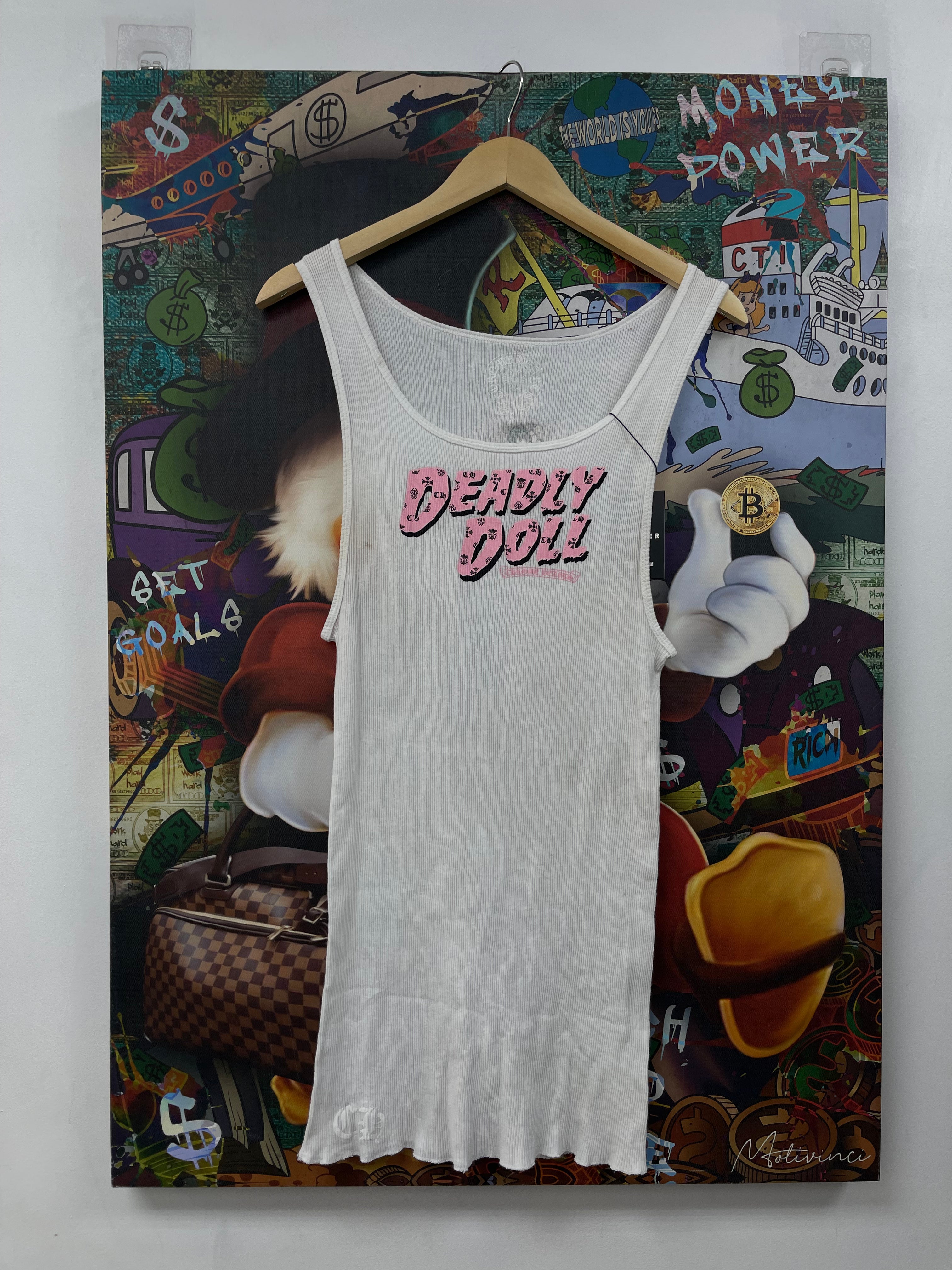 Chrome Hearts White Pink Deadly Doll Tank Dress