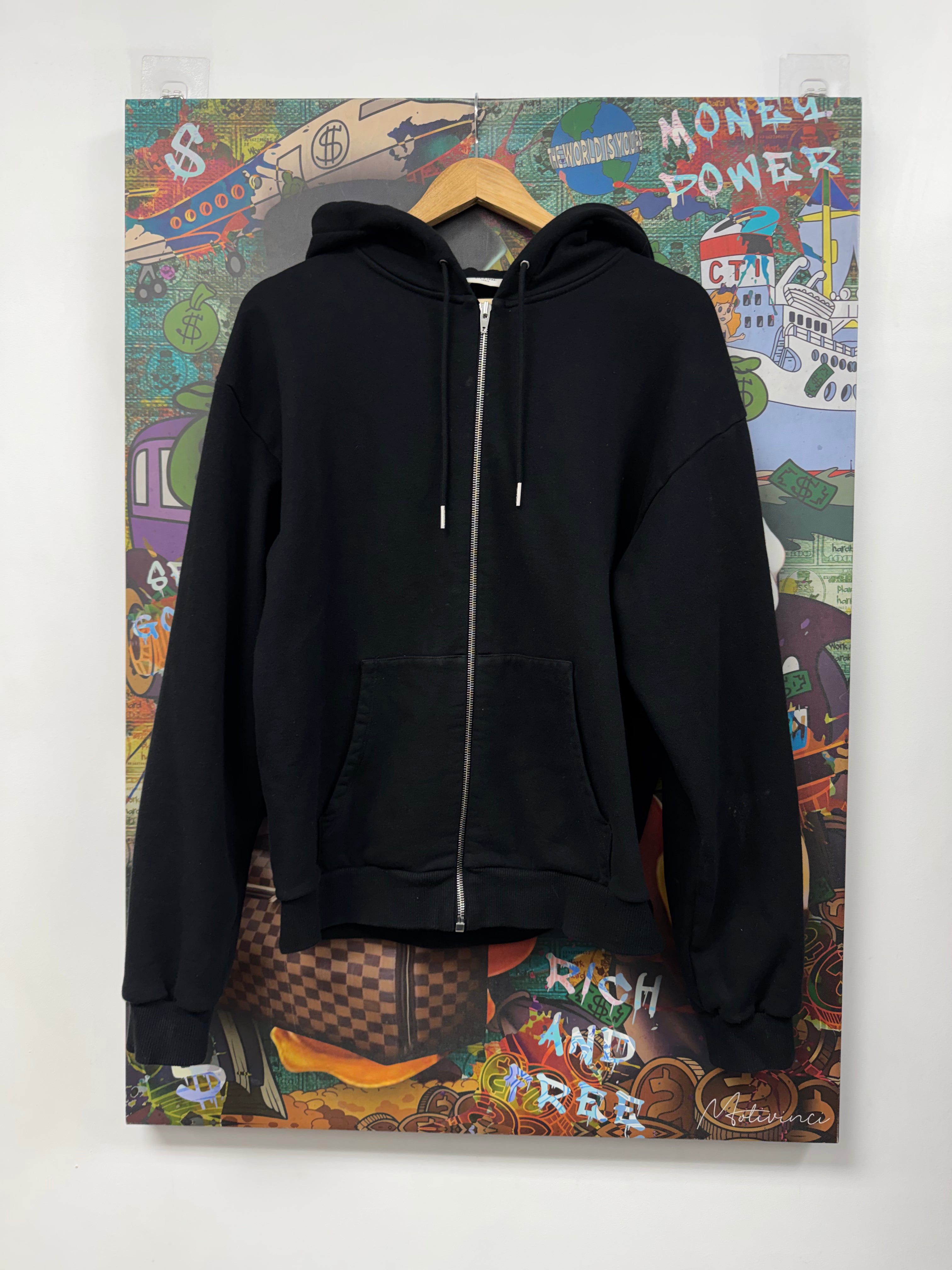 Celine Black Hood Logo Zip Up