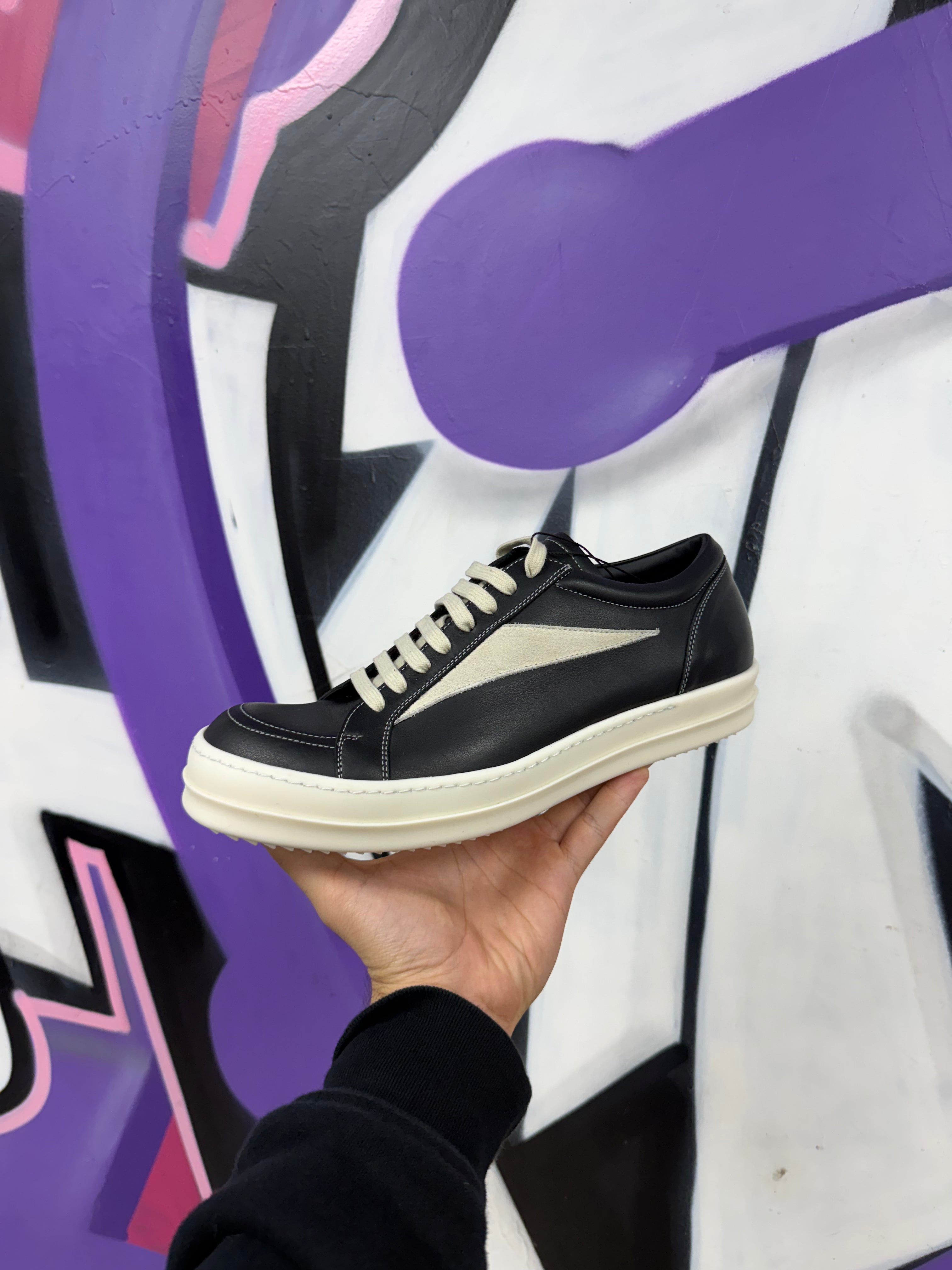 Rick Owens Black & Milk Mainline Vintage Low Sneakers