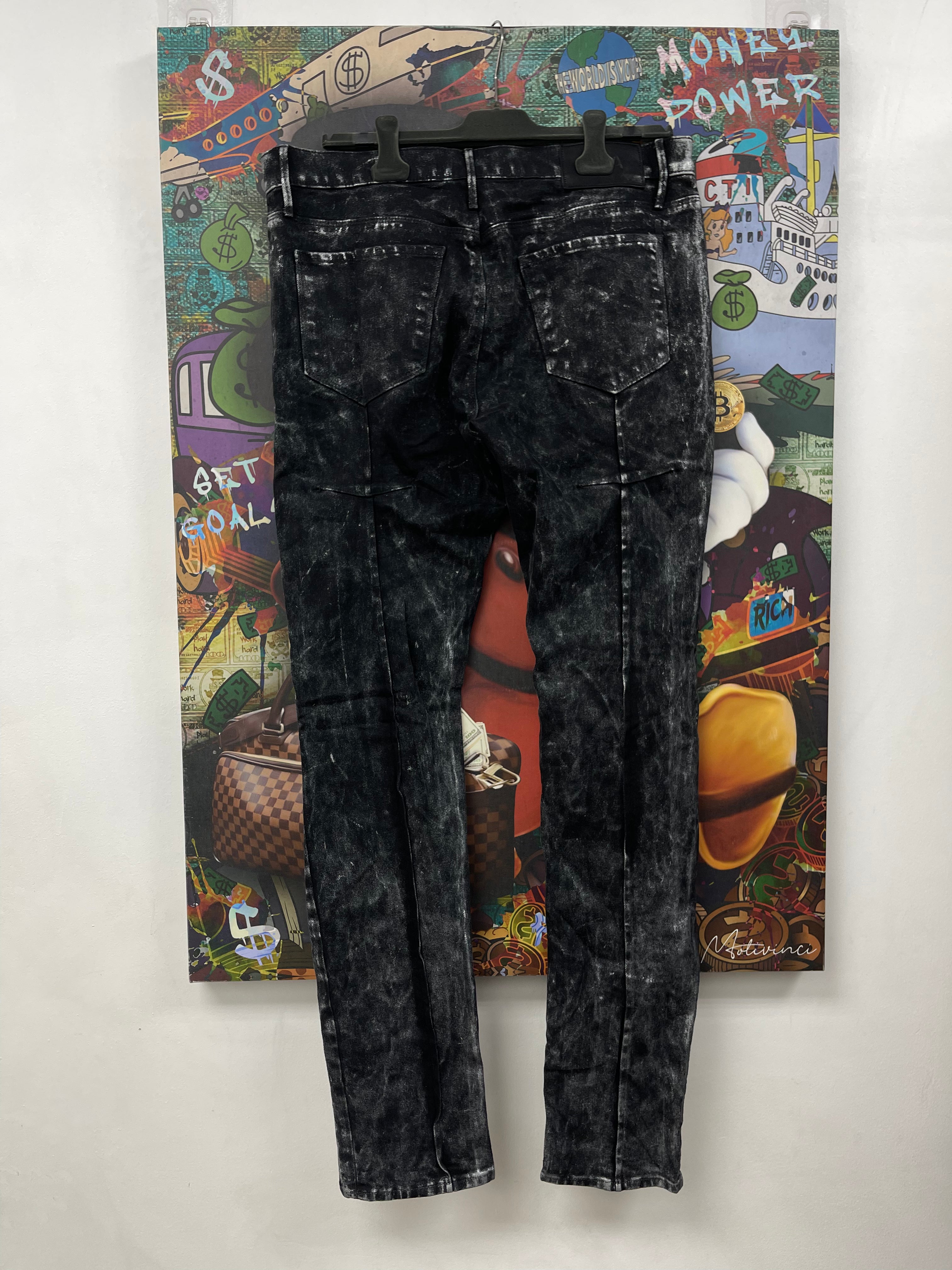 RTA Black Silver Wax Jeans