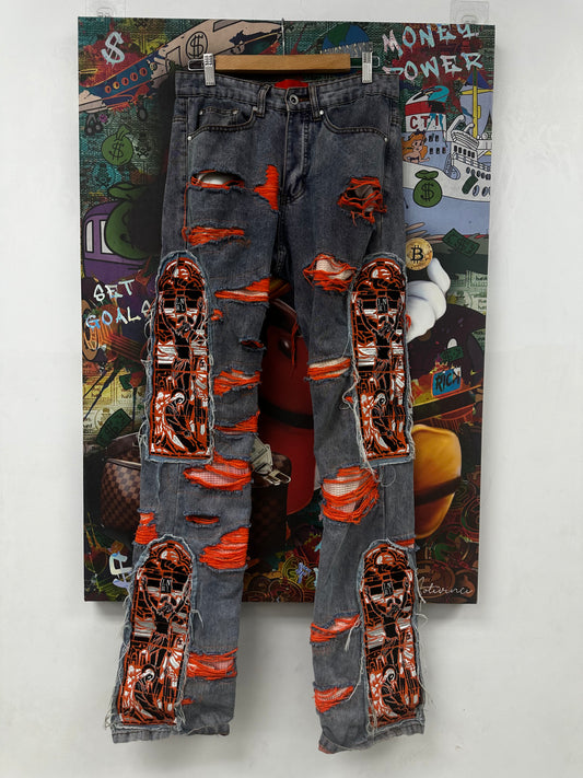 WDW Orange Patch Jeans  Used 28