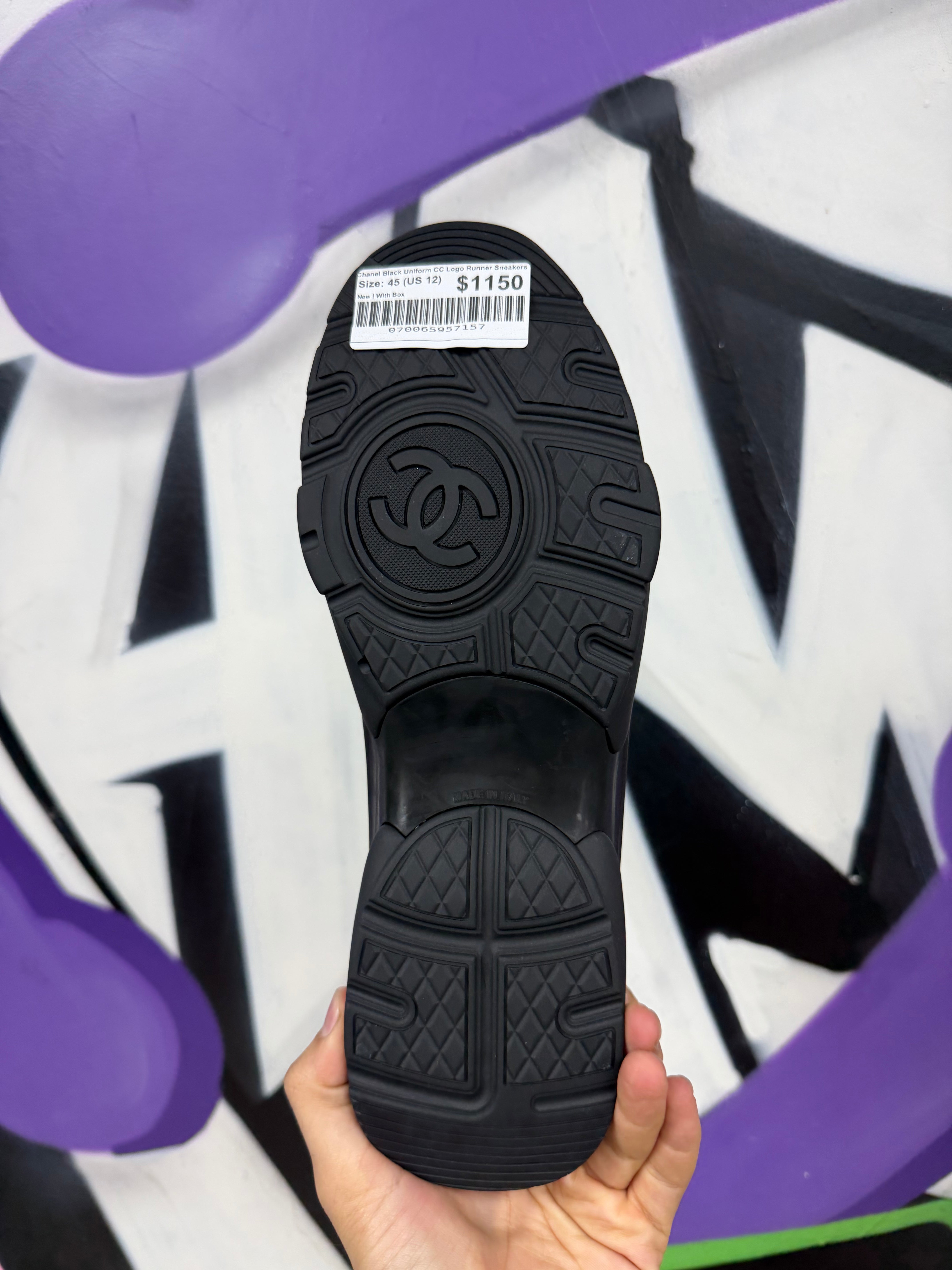 Chanel Black Uniform CC Logo Runner Sneakers