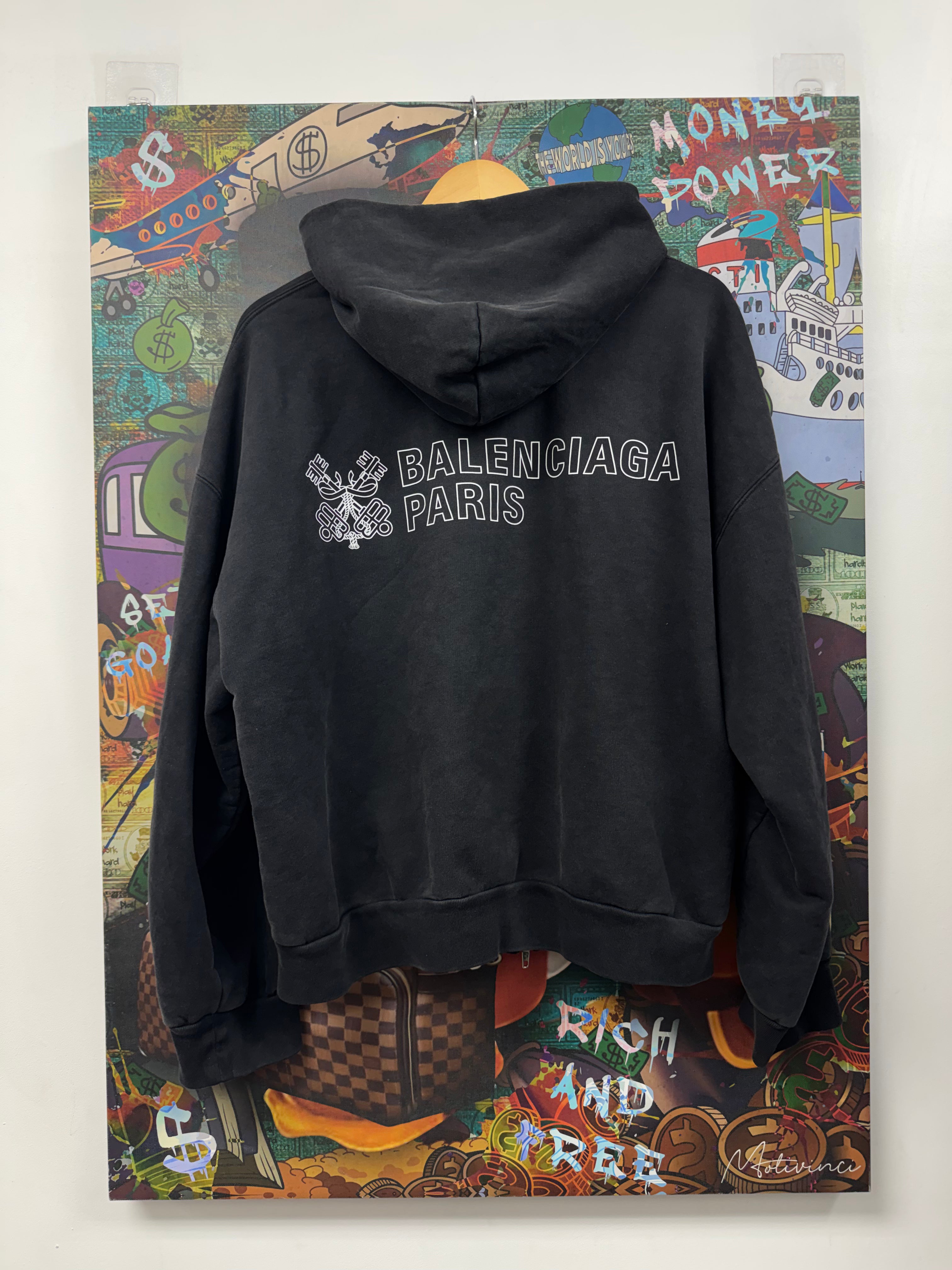 Balenciaga Black Wash Paris Zip Up