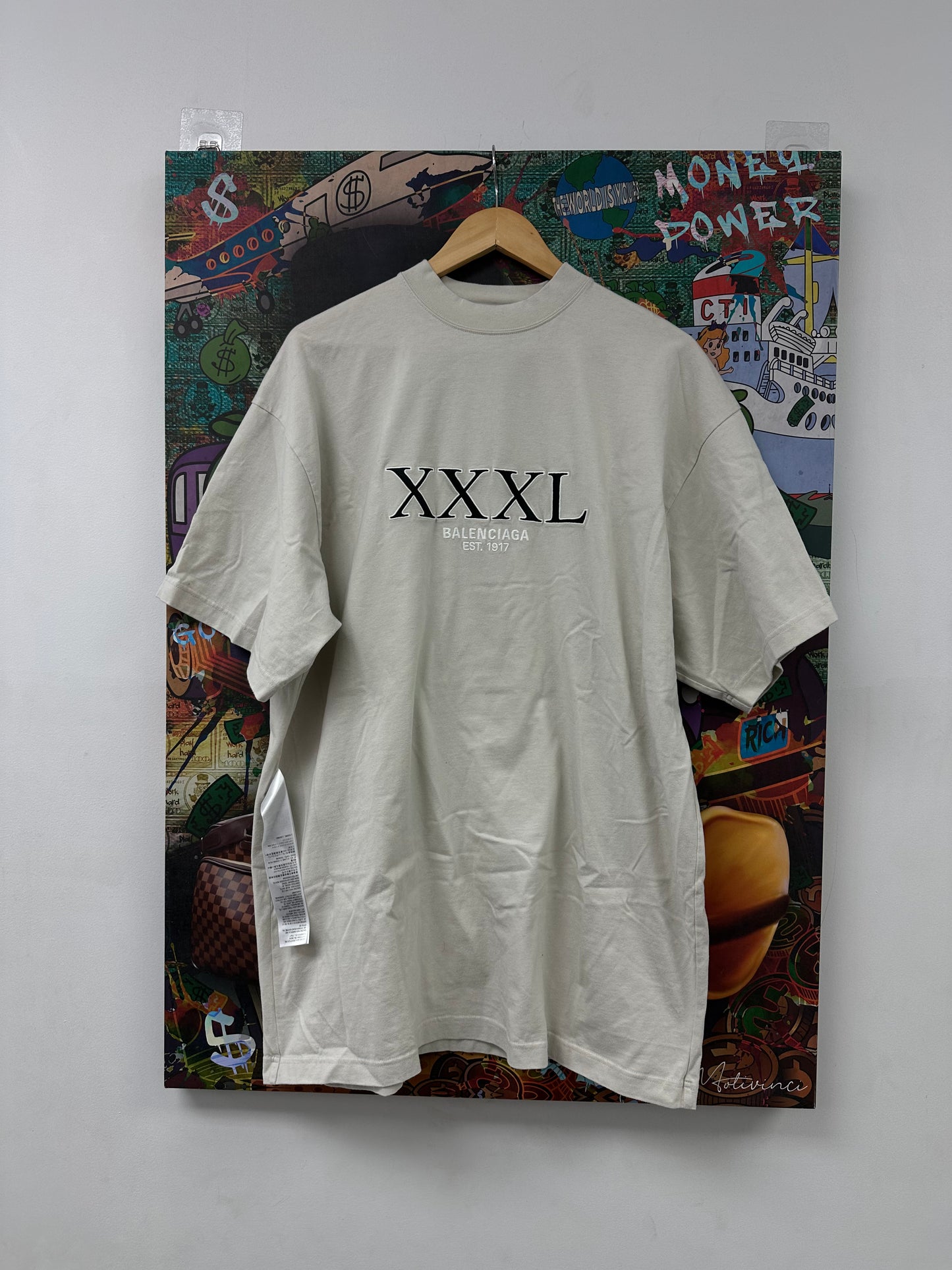 Balenciaga XXXL Tee Beige Black New Small With Tags