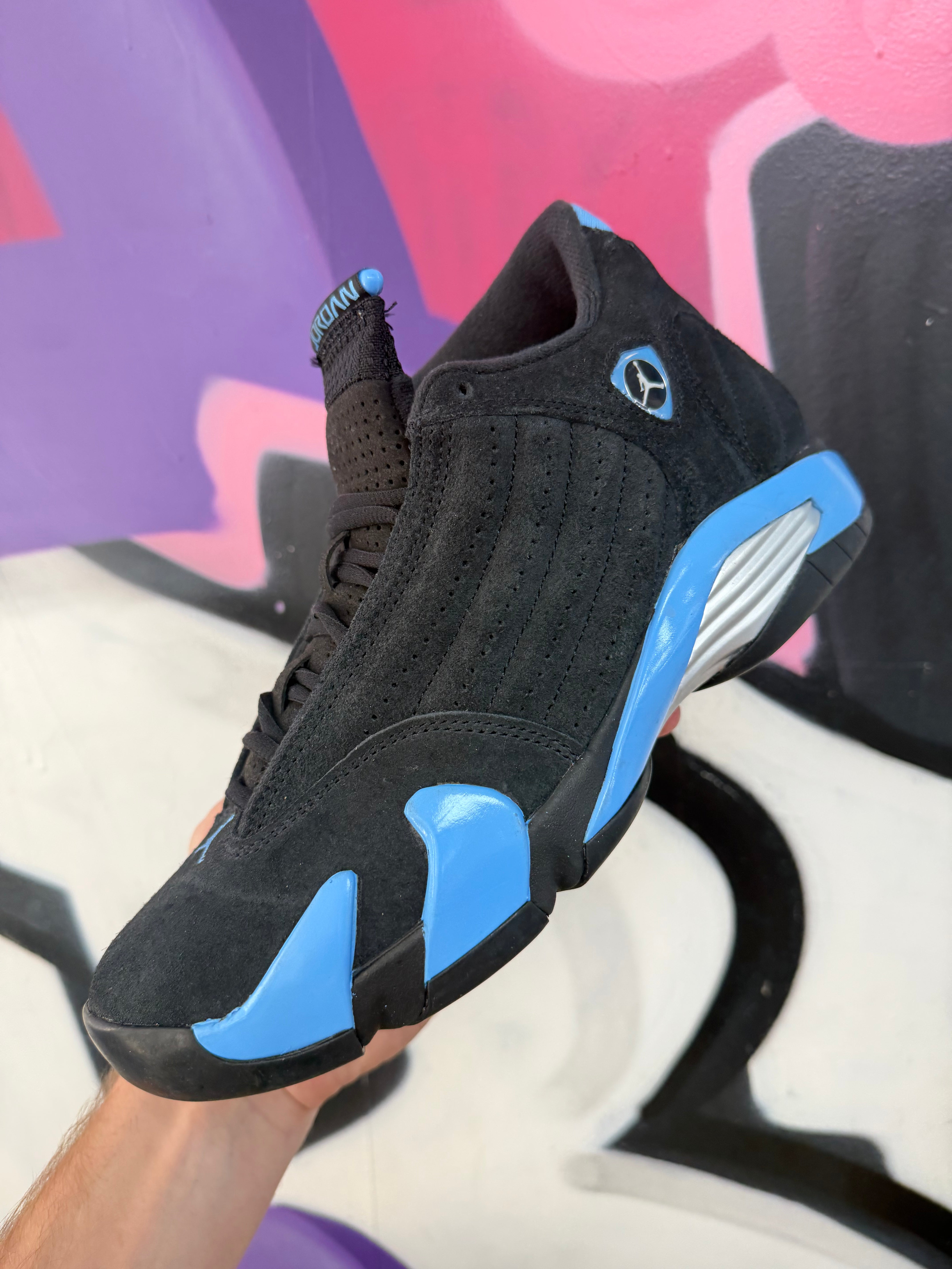 Jordan 14 Black University Blue Sneakers