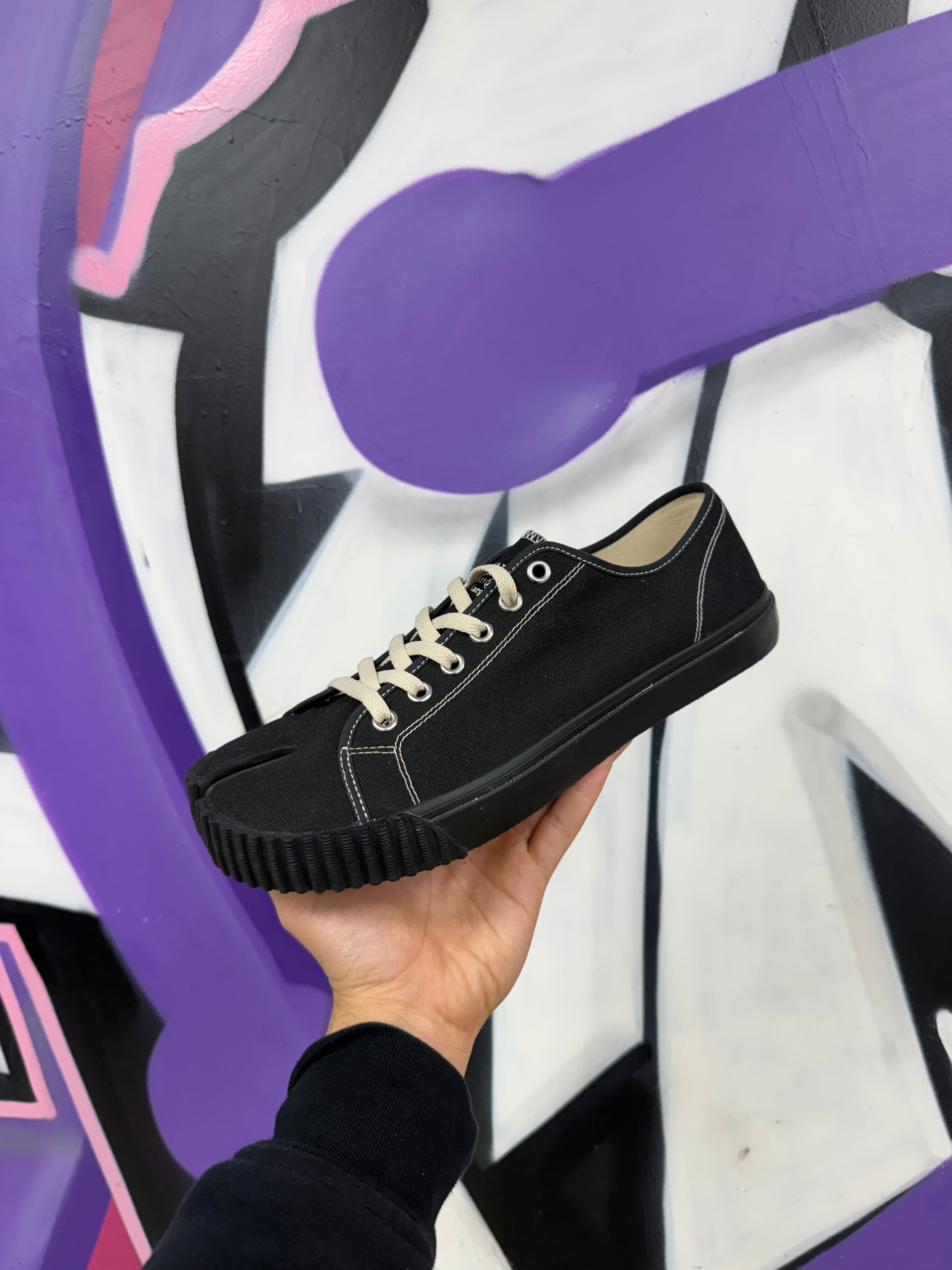 Maison Margiela Black Rubberized Tabi Low Sneakers