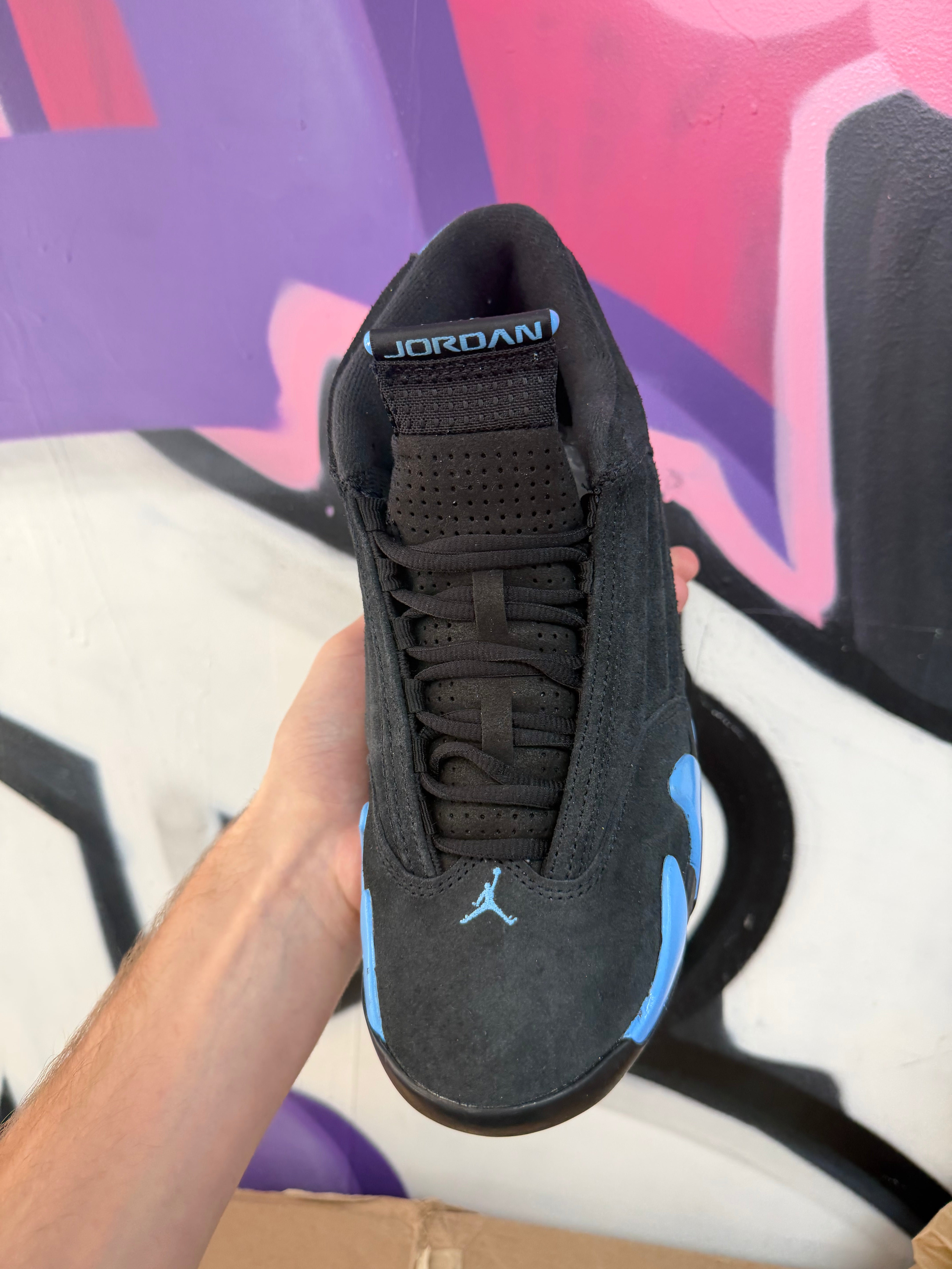 Jordan 14 Black University Blue Sneakers