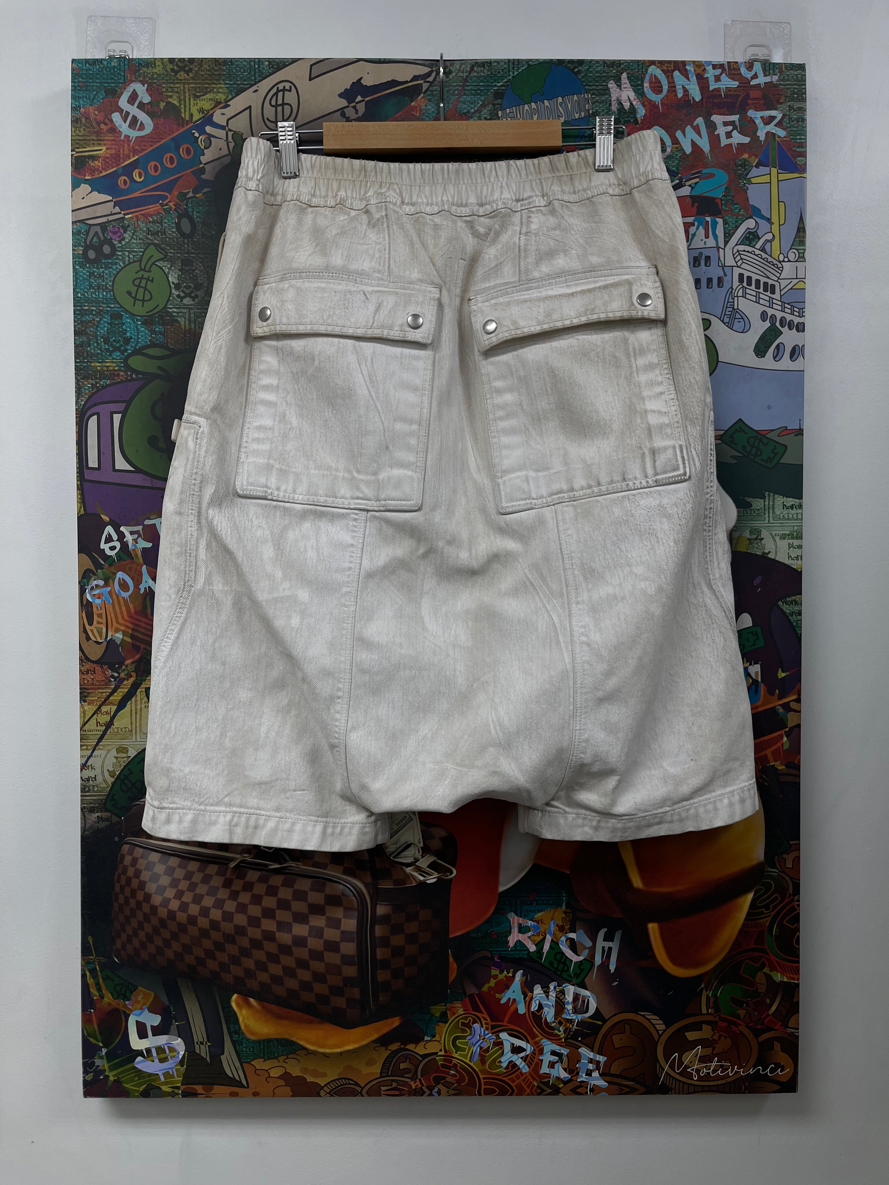 Rick Owens White Waxed Bauhaus Shorts