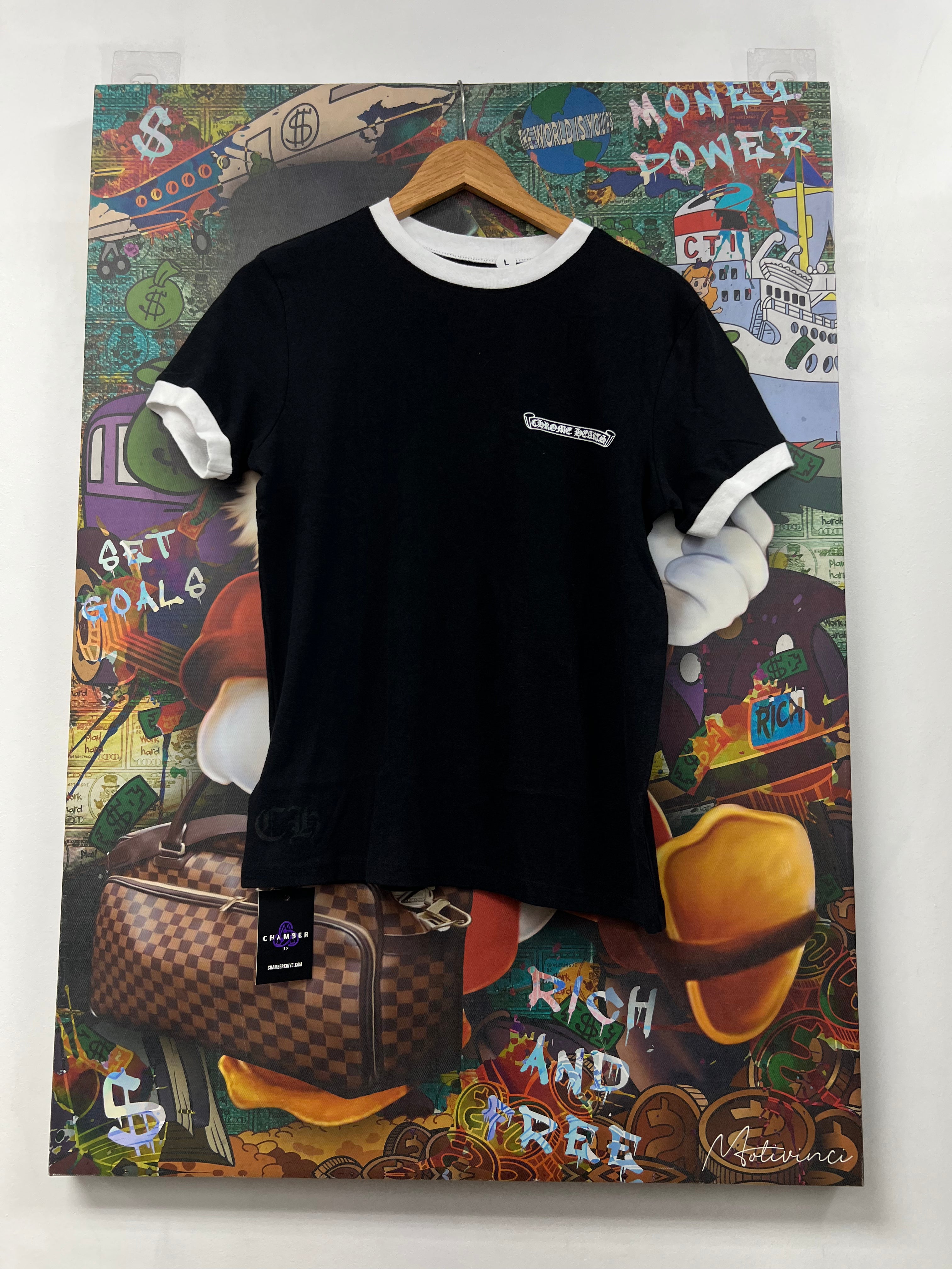 Chrome Hearts Black White Horseshoe Ringer Tee