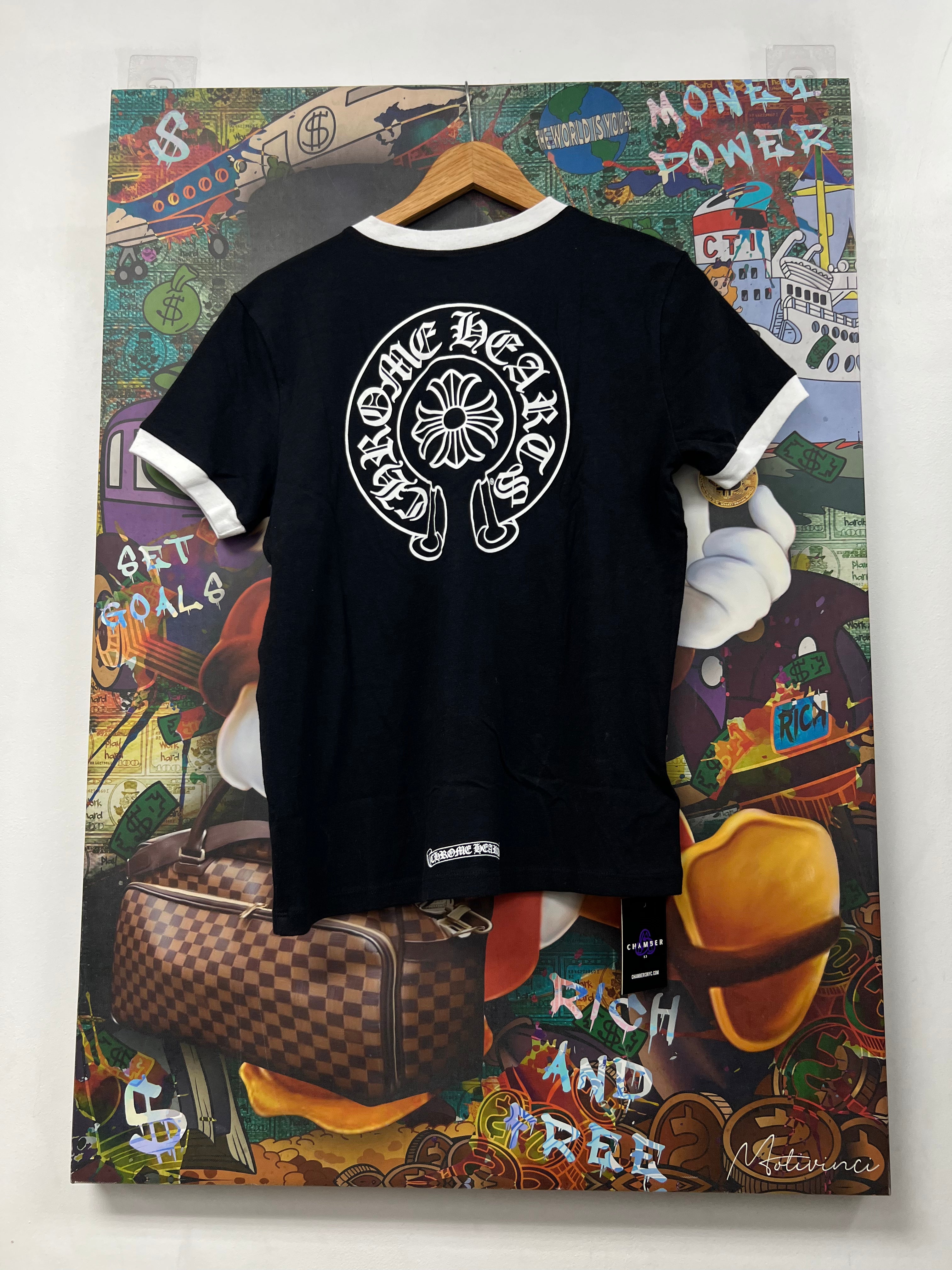 Chrome Hearts Black White Horseshoe Ringer Tee