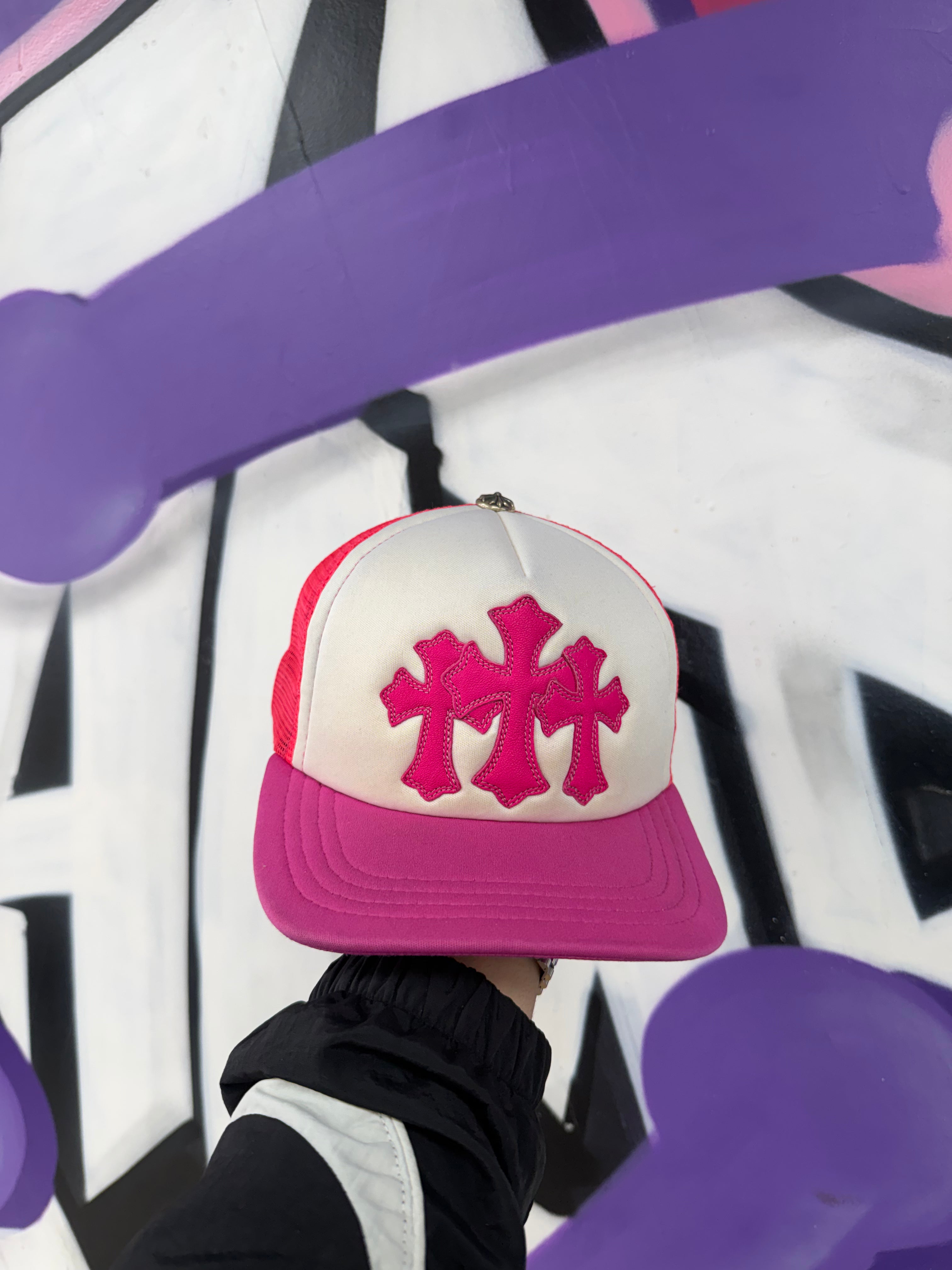 Chrome  Hearts Pink Art Basel Cemetery Trucker Hat