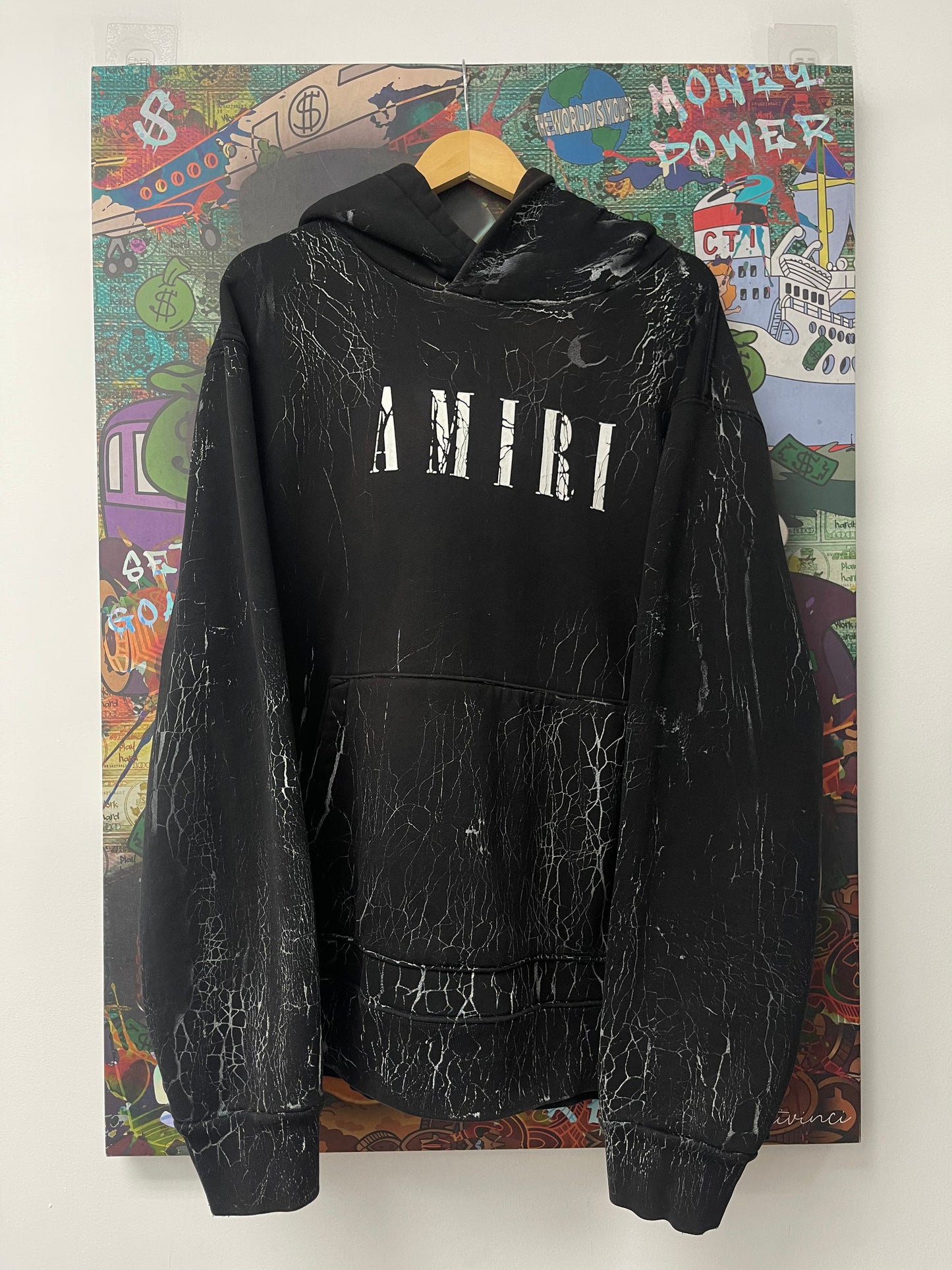 Amiri Black Storm Logo Hoodie Used