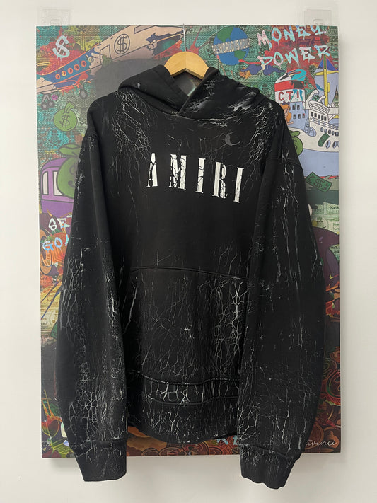 Amiri Black Storm Logo Hoodie Used