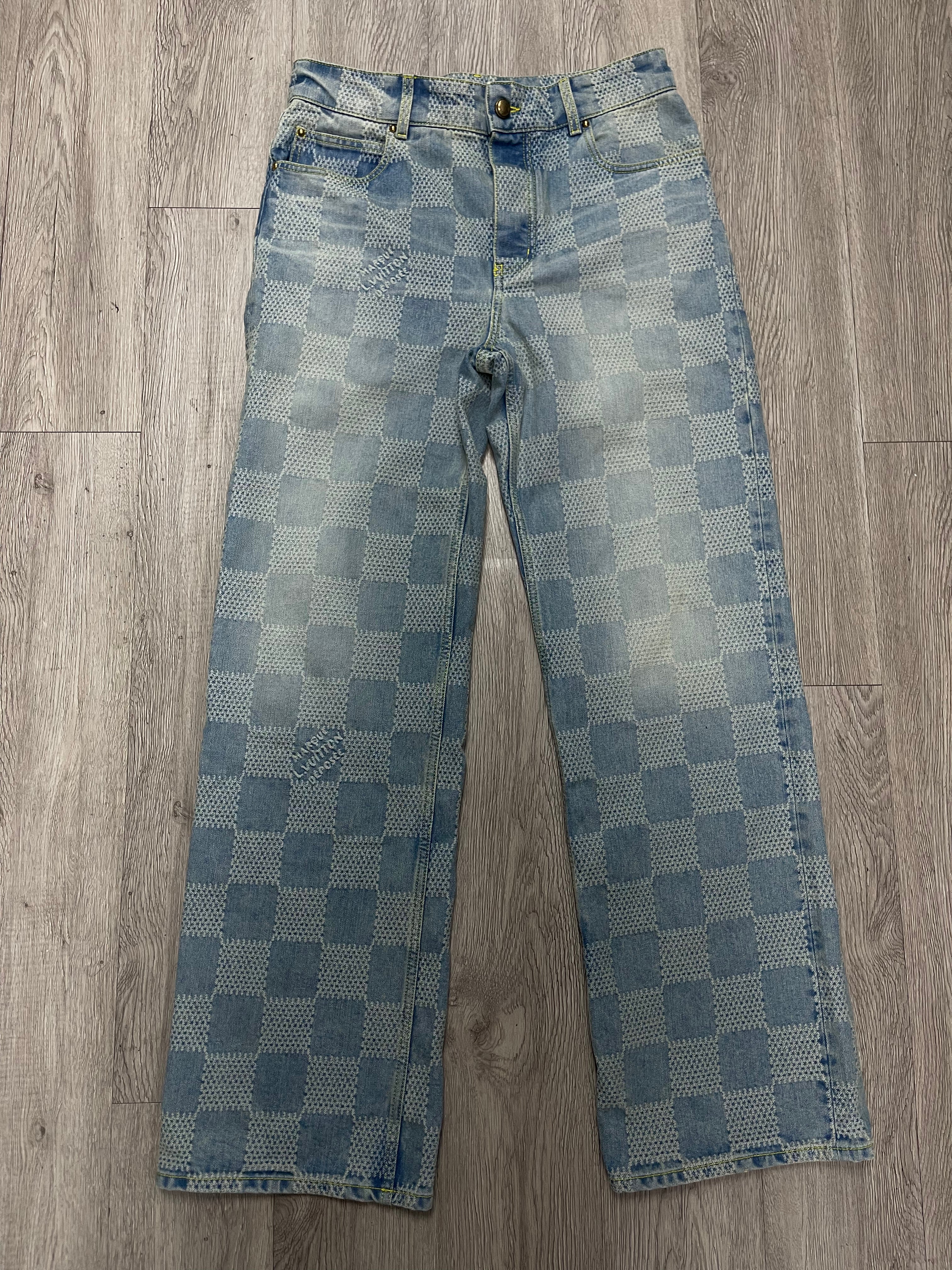 Louis Vuitton Light Wash Damier Skate Jeans